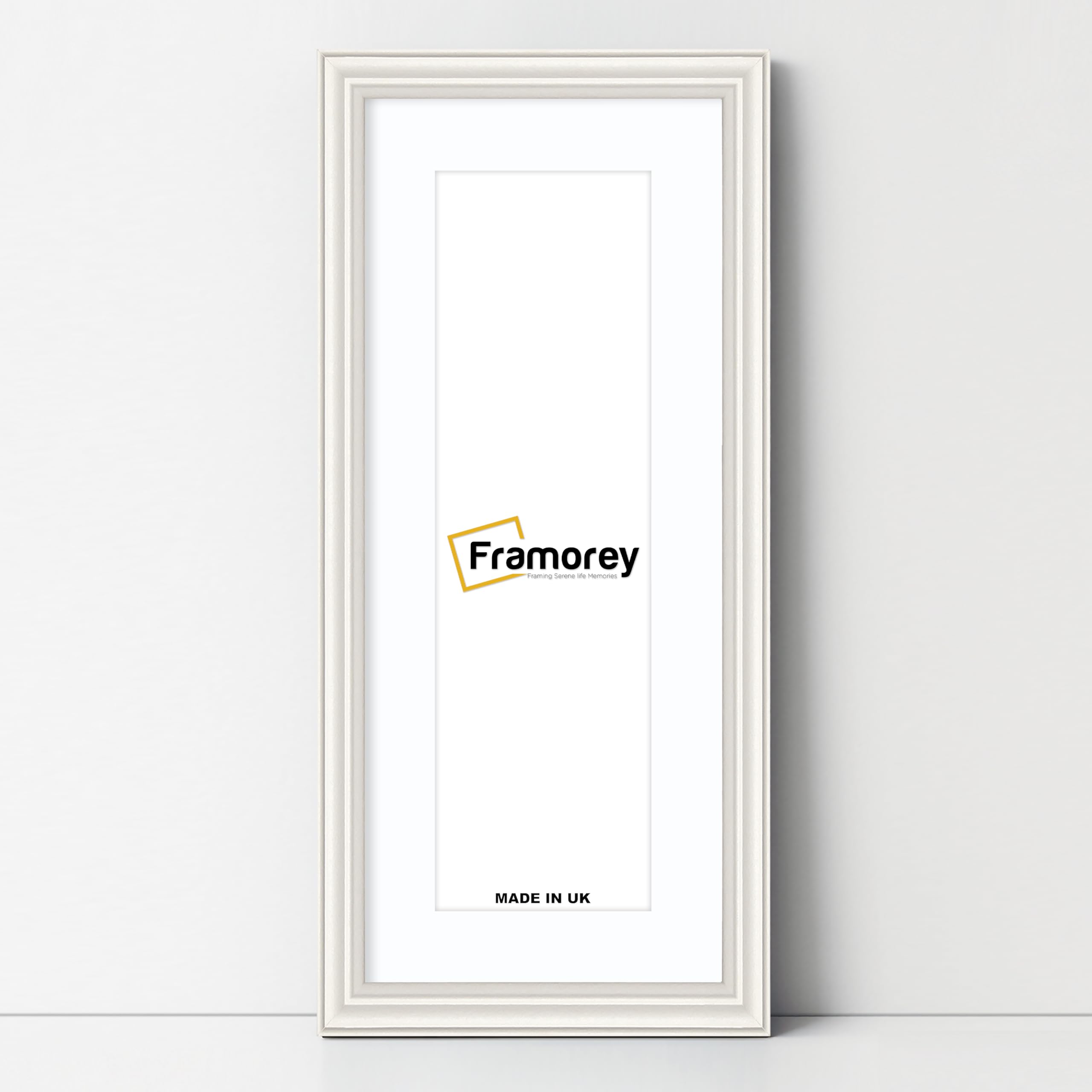 FRAMOREY Panoramic Style Antique LW Picture Frame, 20x12" White Photo Frame With 16x8" White Mount Wall Art Poster Frame, Modern Photo Frames, Home Décor Frames