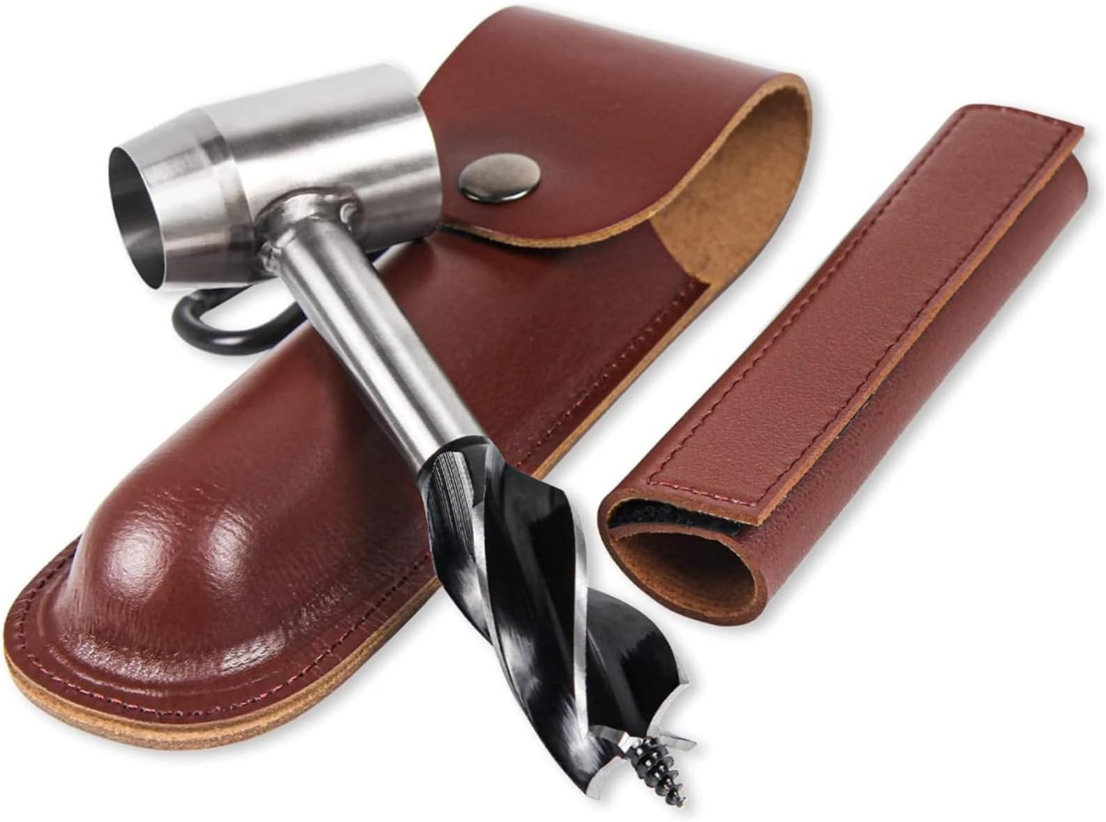 Manual Auger Wrench Scotch Eye Auger, Multi-Purpose Auger Drill Bit Set, Field Bushcraft Survival Tool Hand Auger with Sheat, Bushcraft Gear for Outdoor Camping Bushcrafting Backpacking