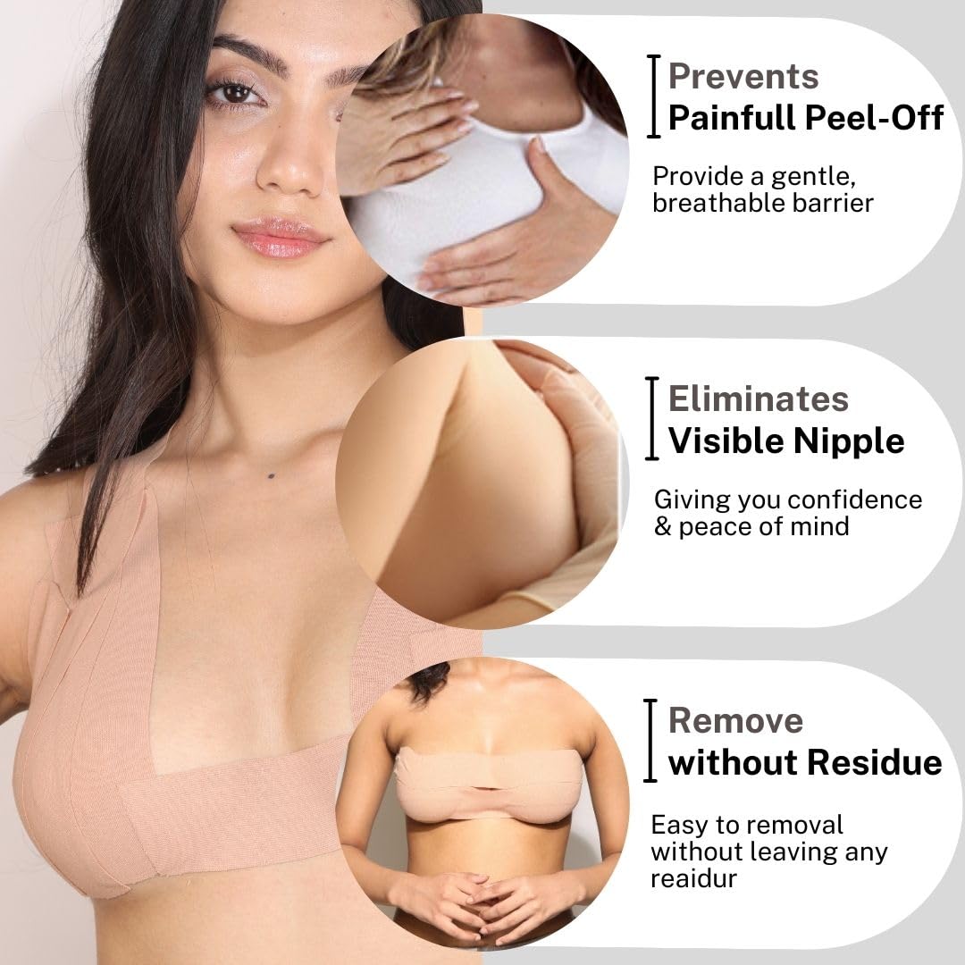 HOUSE OF BEAUTY Breast Lift Tape - Adhesive Bra Tape for Strapless, Backless, Invisible Support – Reusable, Body Tape Roll for Ladies - (Skin) 4 inch - Image 5 thumbnail
