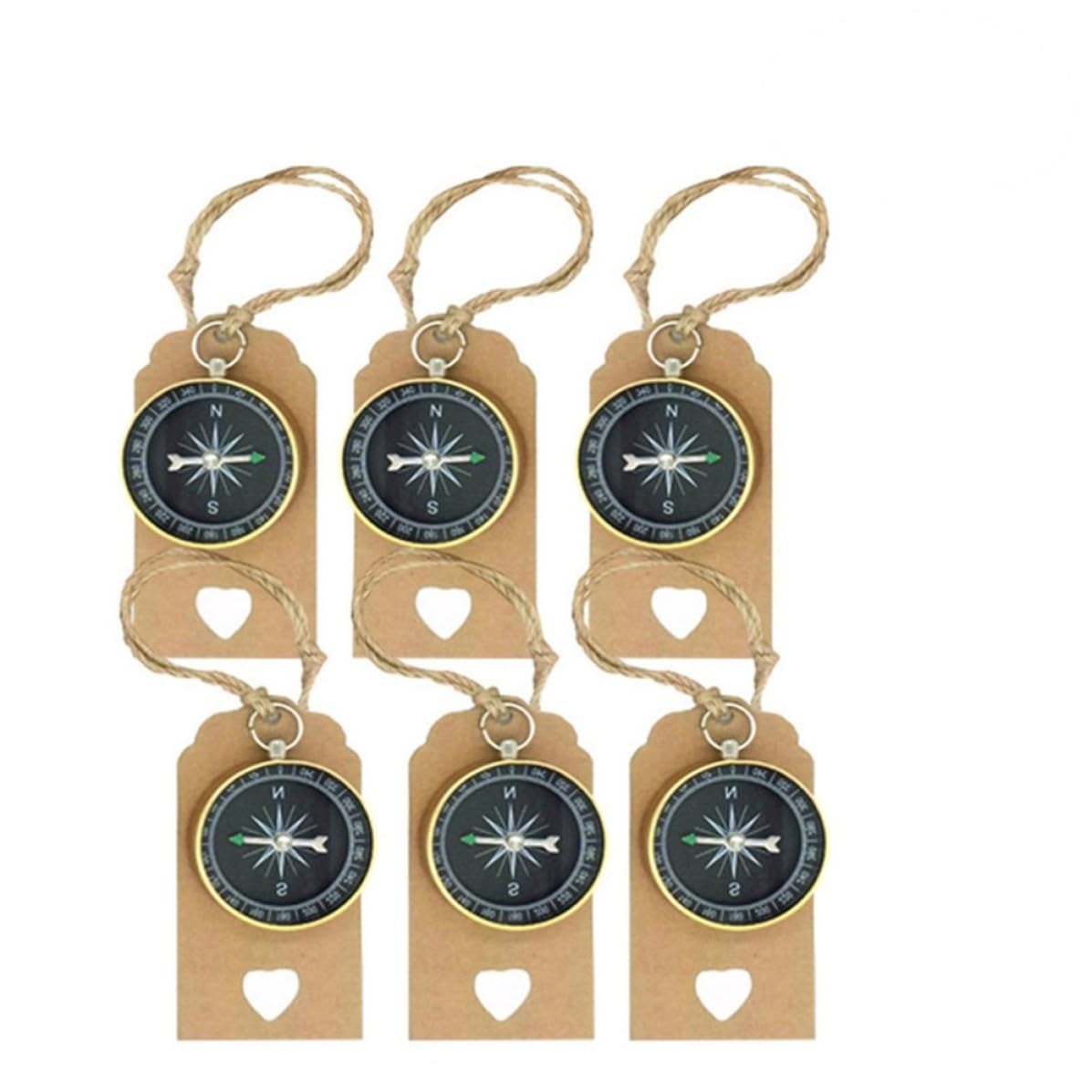 SHERCHPRY Set 30 Pezzi Etichette Bussola e Cuore in Carta Kraft Cordoncino per Bomboniere Matrimonio Regalo Originale Tema Viaggio
