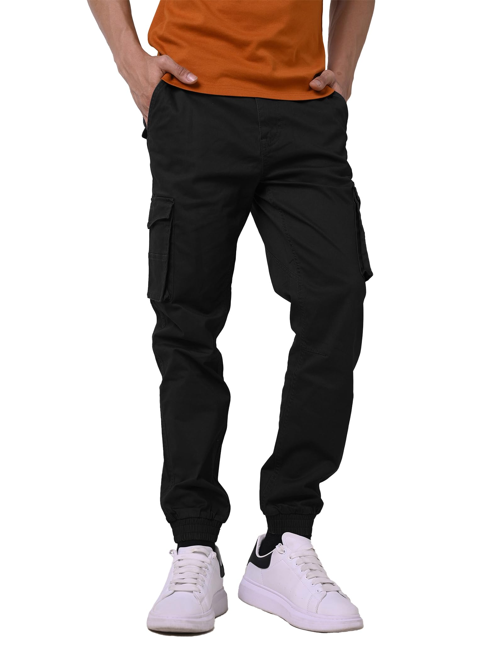 Enorsia Men's Black Skinny Cargo Jogger - Uk 40
