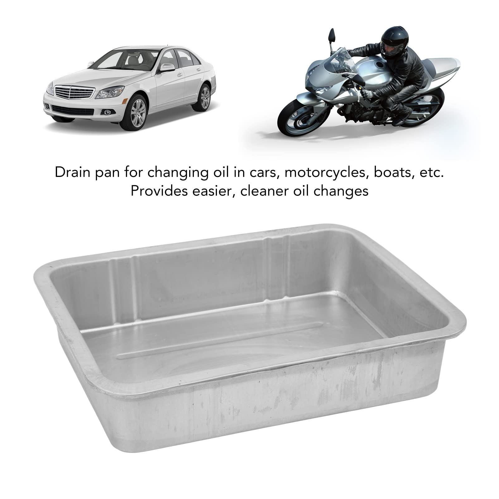 Lot de 2 bacs de vidange d'huile universels en métal sans fuite avec poignées 10 l robustes pour voiture, moto, bateau, atelier, garage