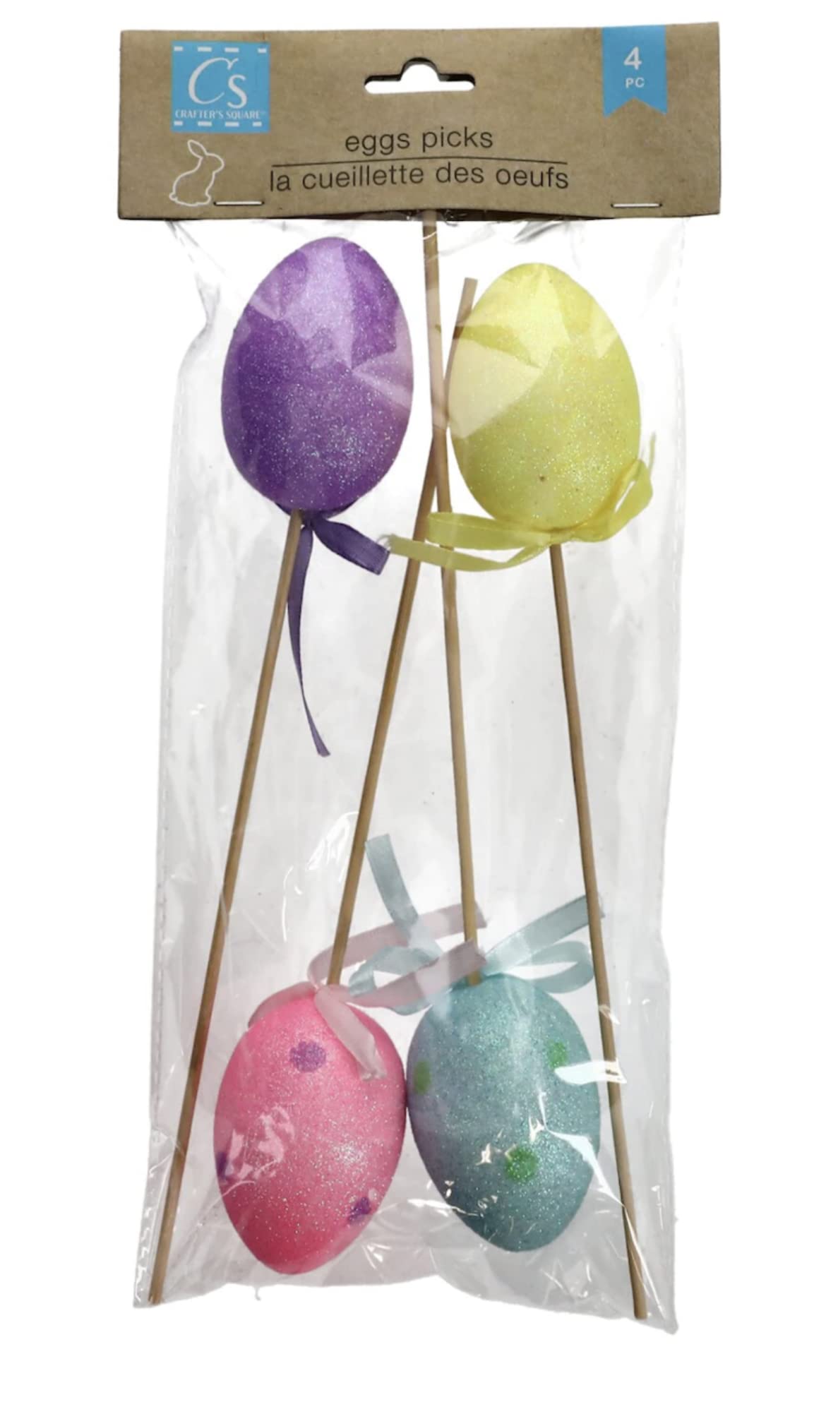 Foam Multi-Color Easter Egg Picks, 4 Units