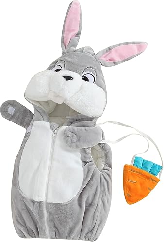 Disfraz de conejito para bebé, niña, niño, con capucha para el día de Pascua, lindo chaleco con orejas de conejo, bolsa de zanahoria, trajes de