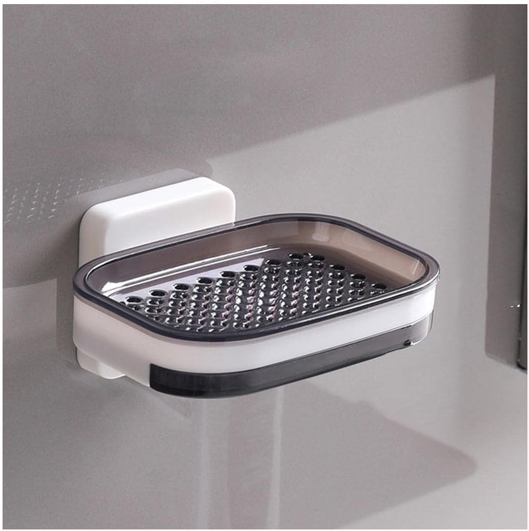 soap dish, Dish Wall Mounted Double Layer Soap Draining Holder Sponge Kitchen Bathroom Organizer(B)