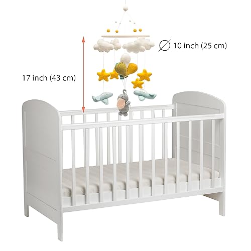 Miniatura 4 de GLACIART ONE Elefante y globo de aire caliente para cuna  Móvil neutro de género para decoración de guardería  Decoración de fieltro colgante hecha