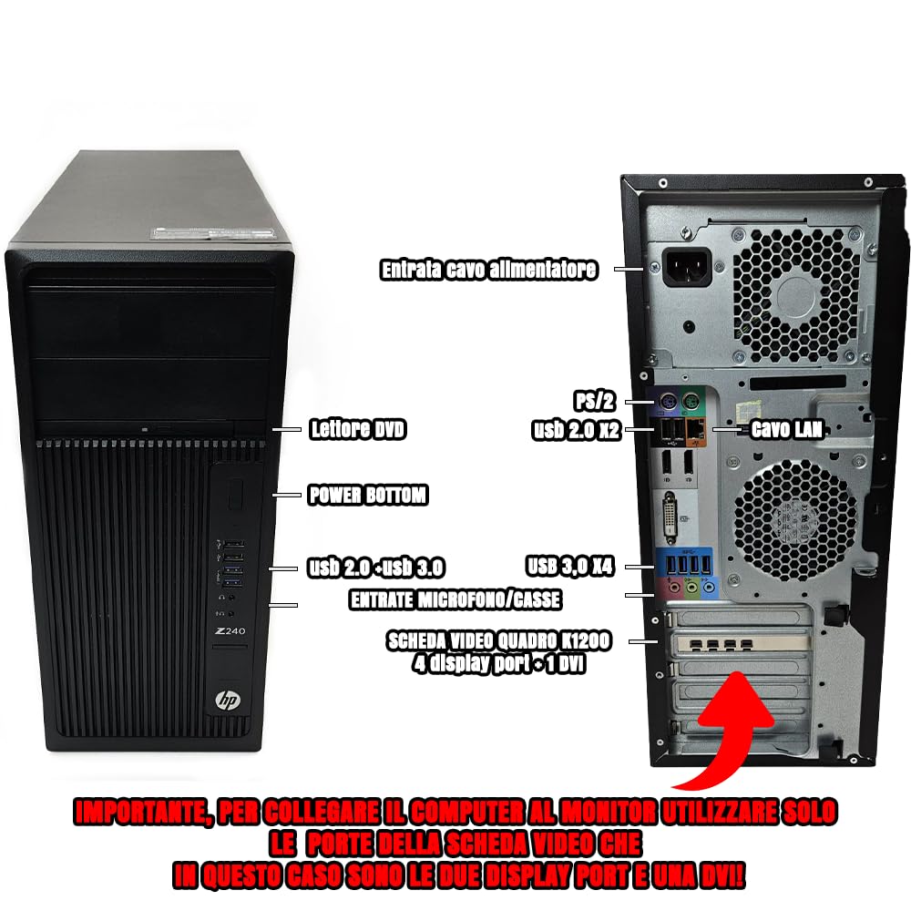 HP Z240SFF SSD1TB メモリ32GB Quadro P1000 HP Workstation Z240 PC RICONDIZIONATO, Processore core i7-6700K