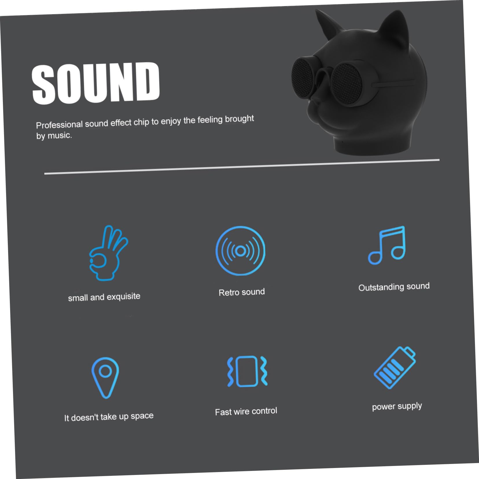 Altavoz 1500 Forma Portátil Cabeza de Inalámbrico de Gato Negro Mah