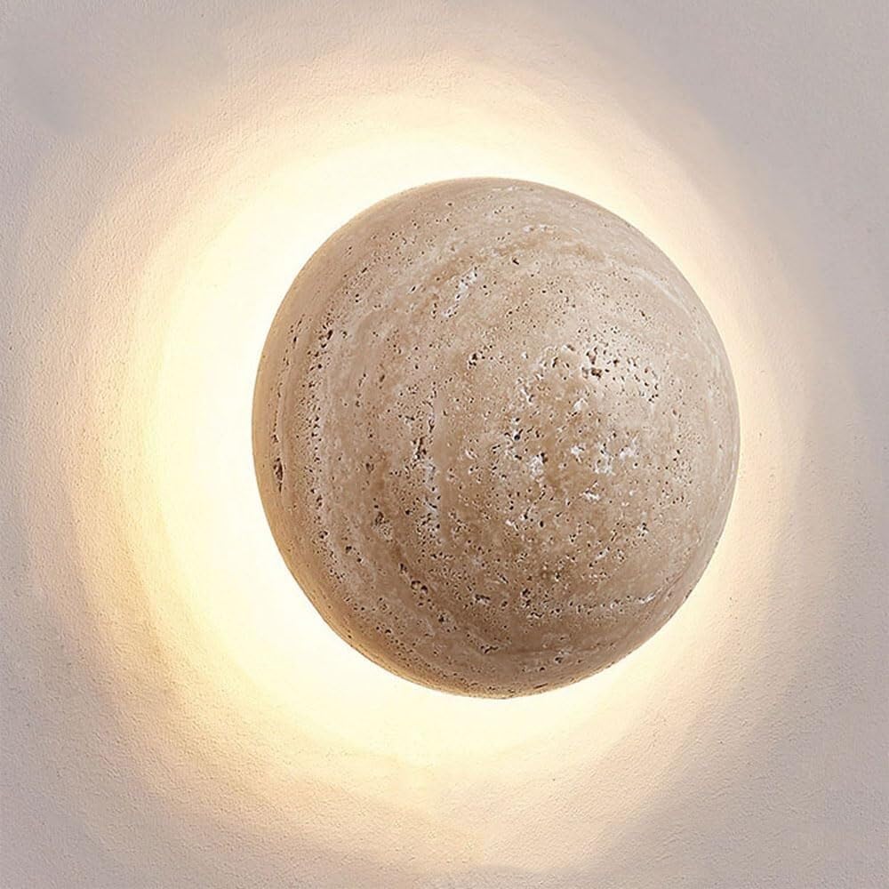 HXYSXHJUO Modern Home Decoration Wall Sconce Japanese Wabi Sabi Lamp Vintage Semi-Sphere Stone LED Mounted for Bedroom Bedside Living Room Study Corridor Entryway Restaurant(A)