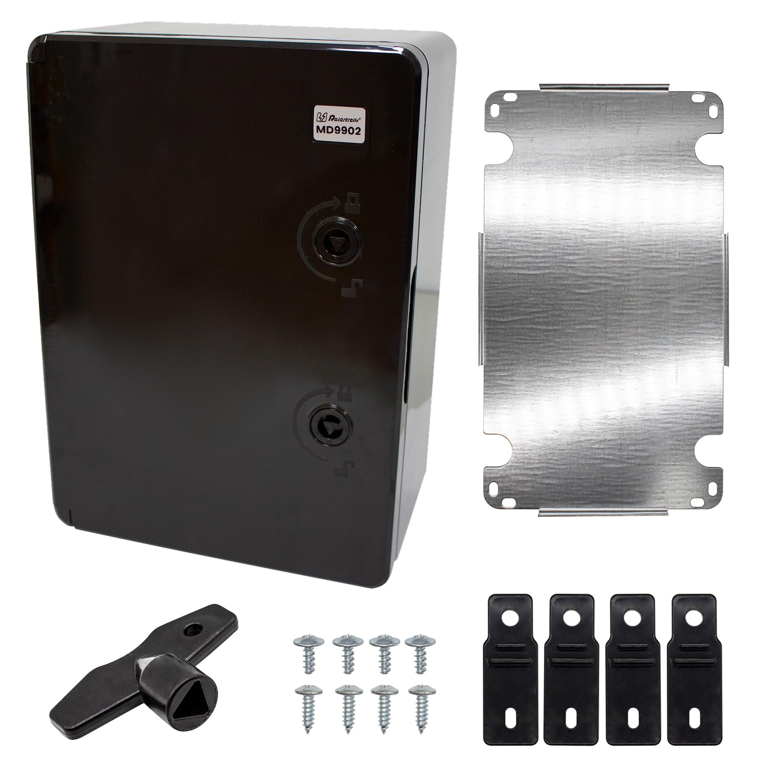 Ralertreik Armario de Distribución para Pared con Placa de Montaje Galvanizada, Caja Industrial de Control Vacía de Plástico ABS con Puerta Protección IP65 (25x35x15 - Negro - Opaco)