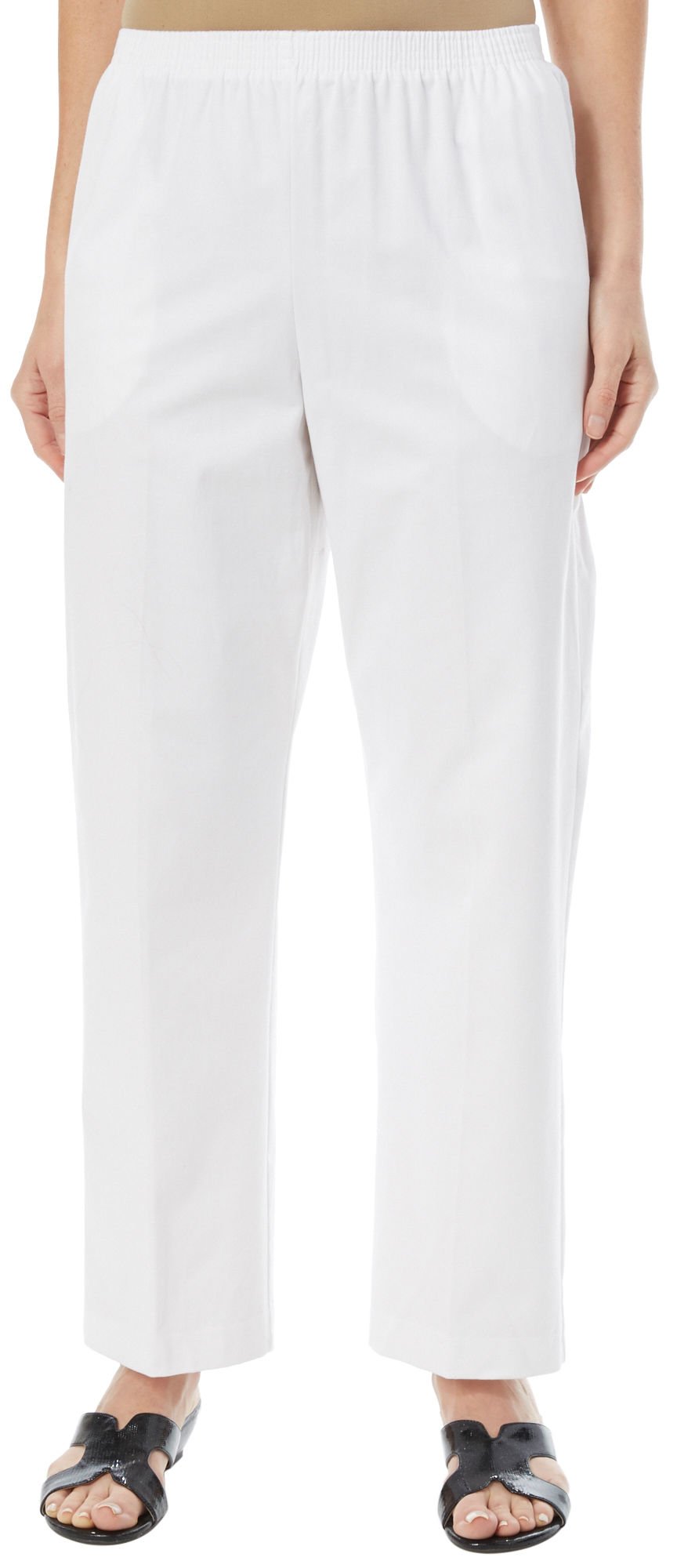 Alfred Dunner Womens Classics Pull On Pants 18 Short White