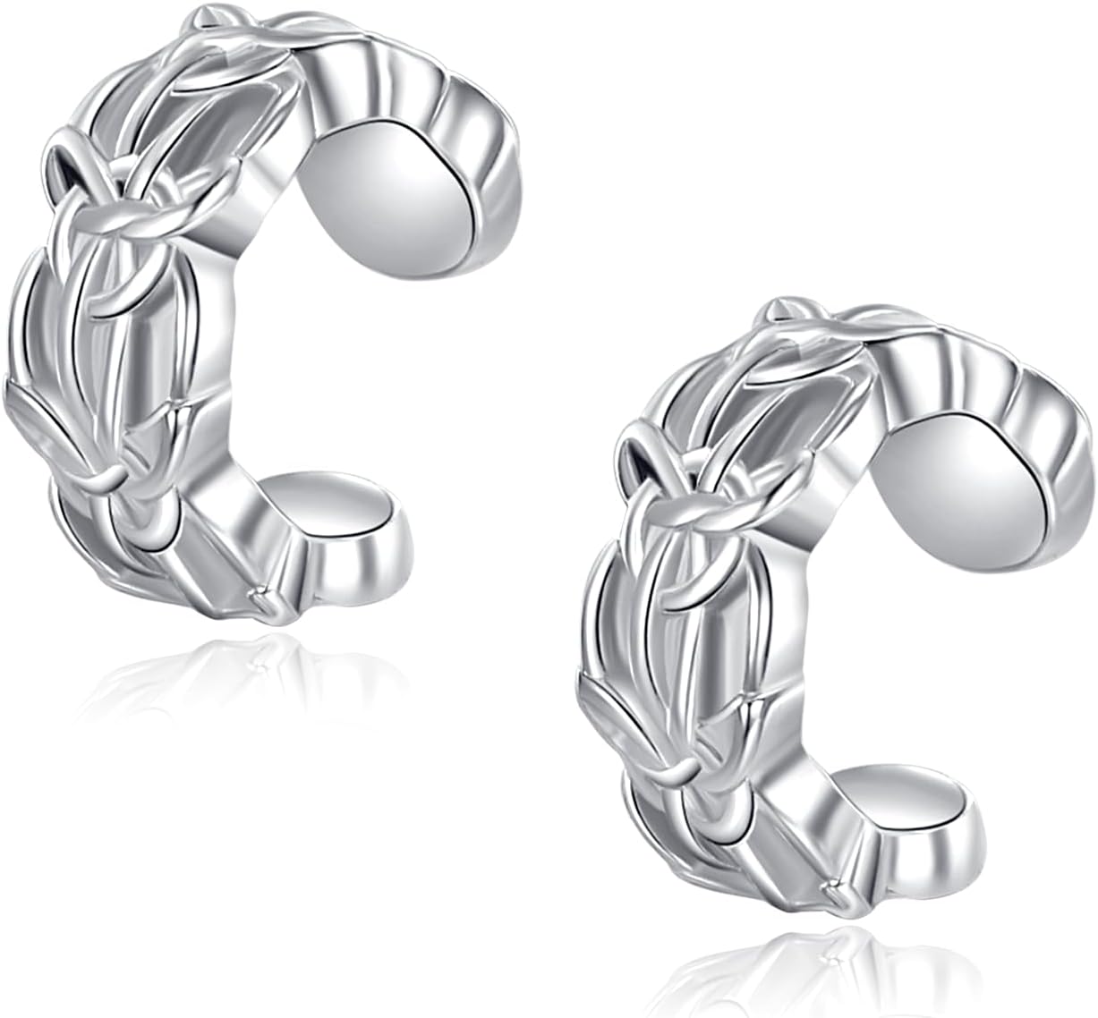 Celtic Knot Ear Cuff for Women Men 925 Sterling Silver Thick Band Non-Pierced Cartilage Clip Bold Viking Inspired Jewelry Gift
