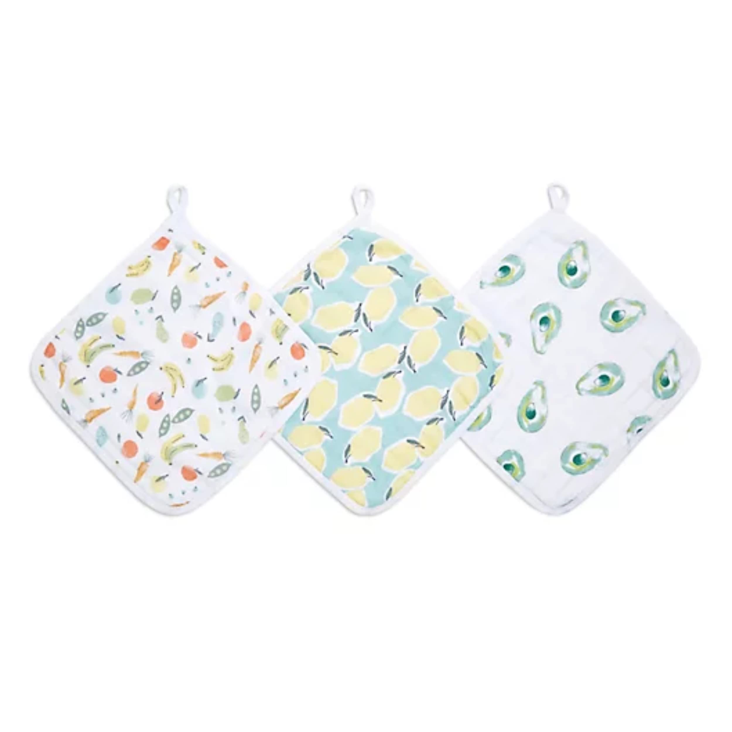 aden + anaisEssentials Washcloth Set, Super Soft 100% Cotton Muslin, 3-Pack, Farm to Table