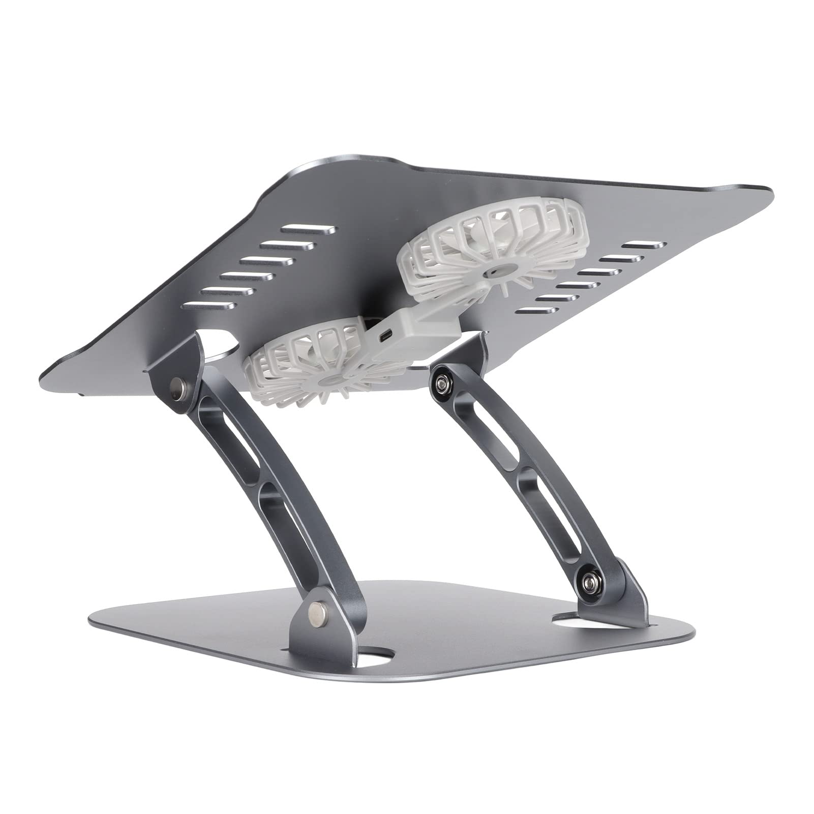 Acouto Supporto Portatile con 2 Ventole di Raffreddamento, Base Pieghevole in Lega di Alluminio per Computer da 10 a 17,3 Pollici (Spazio grigio)