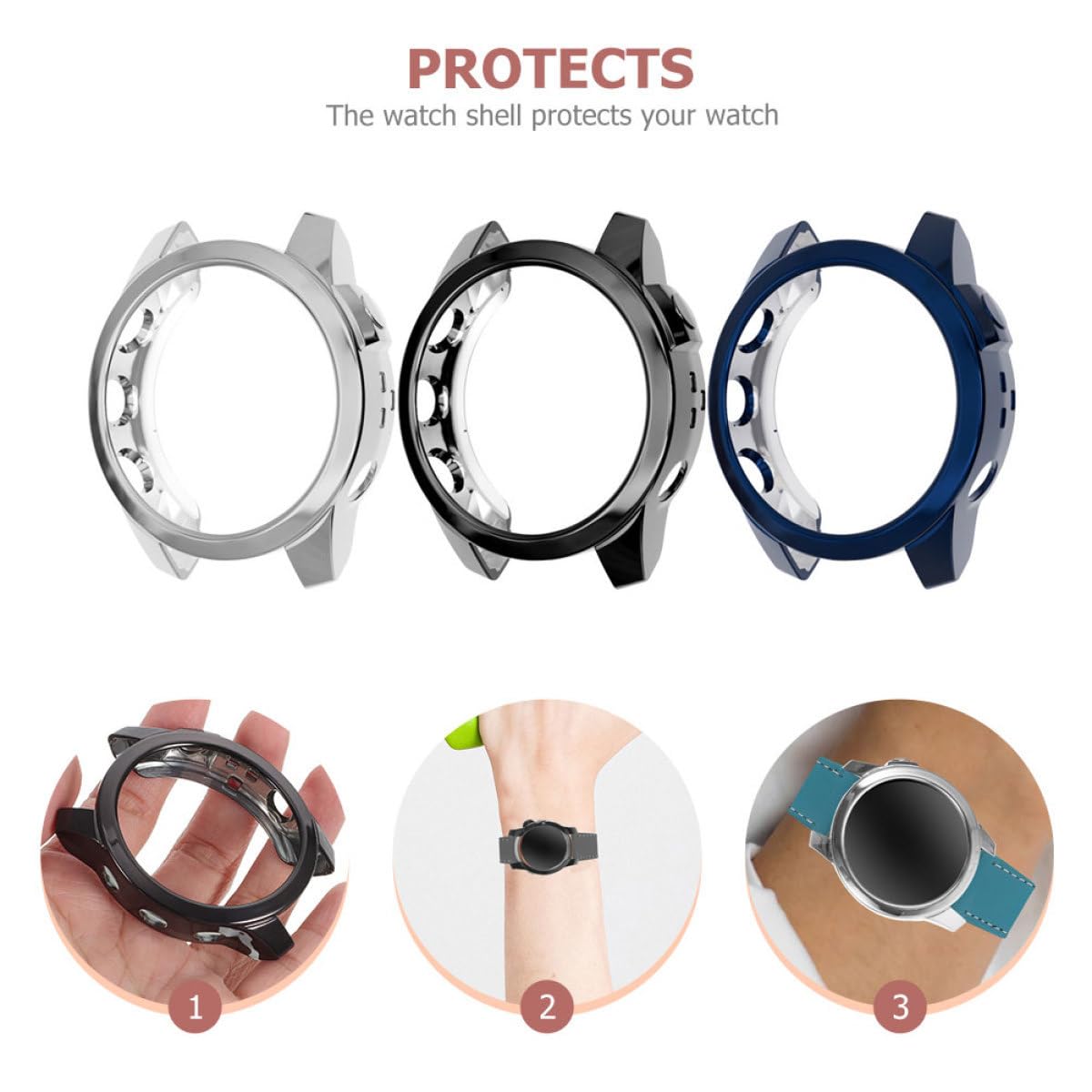 Uonlytech 12pièces Coque De Protection Réutilisable pour Montre De Anti-Chocs TPU Couvertures Écran Résistantes Aux Rayures Design Précis Et Léger