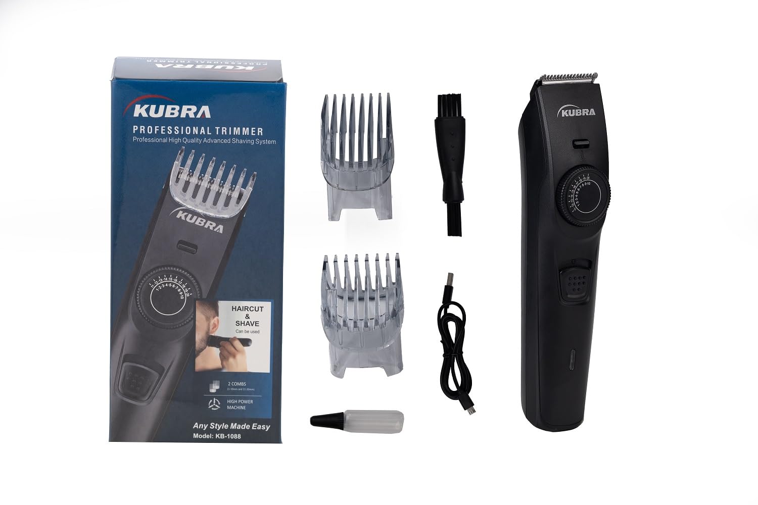 Kubra KB - 1088 Professional Trimmer For Men - Black | Beard & Body Trimmer | Usb Fast Charging | Stainless Steel self-sharpening blades (B0DBLYRCKQ) Amazon Price History, Amazon Price Tracker