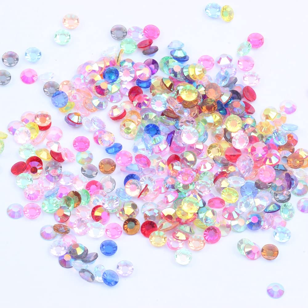 MajorCrafts 1000pcs 5mm ss20 Clear Mixed AB Flat Back Round 14 Facets Resin Rhinestones Arts and Crafts Embellishment Gems T00