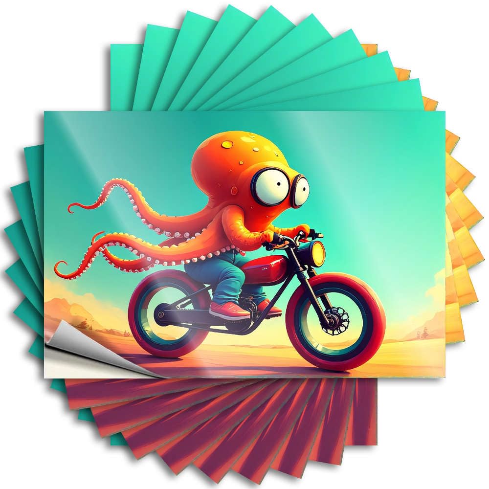 Fzfn Colour Tattoo - Feminist Helmet An Octopus Rides A Motorcycle In A Desert Landscape. For Antimicrobial Outdoor Decorations For Patio(8X12cm)