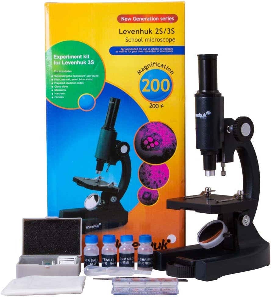 Levenhuk 3S NG Classic Metal Microscope in a Colorful Box with Accessories