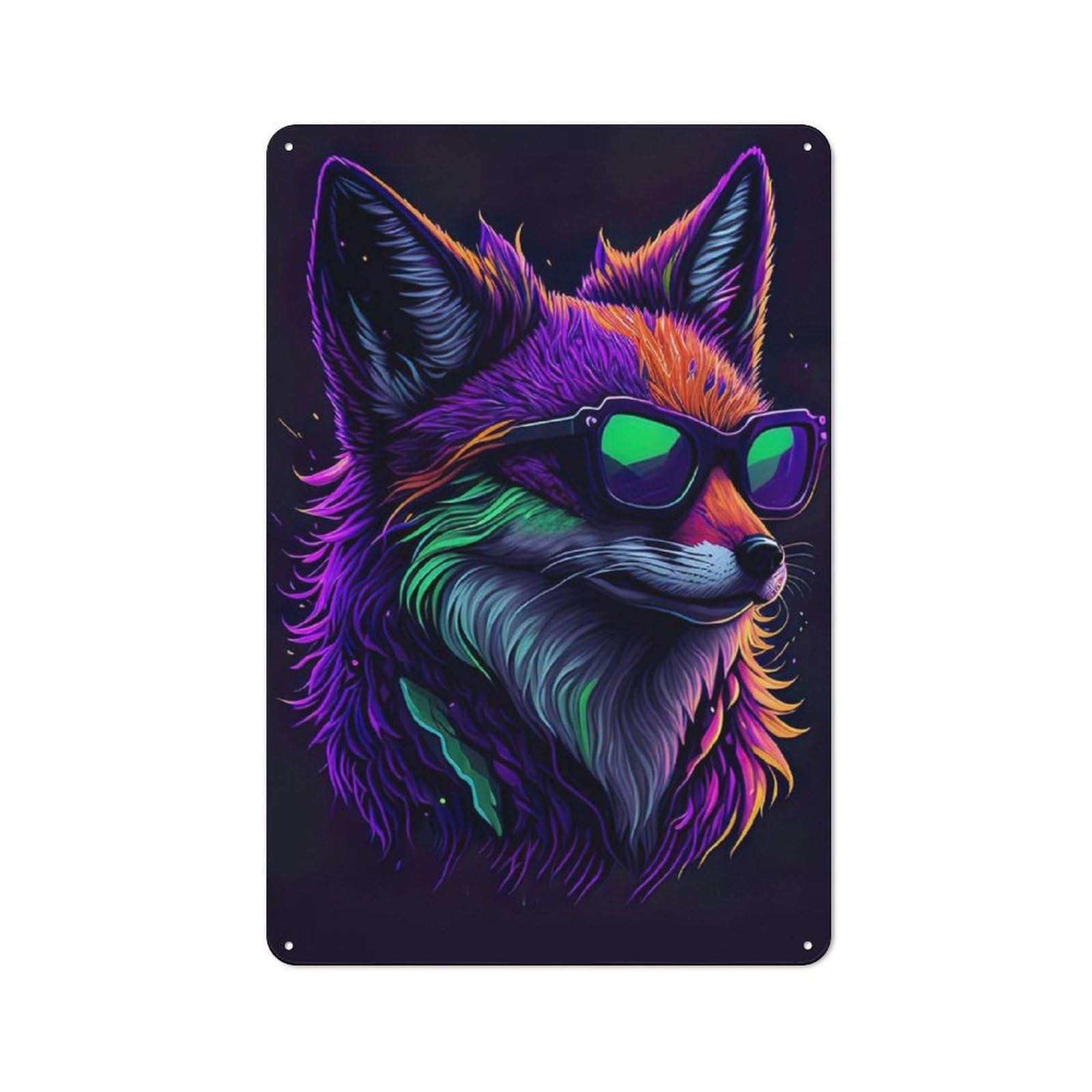 Junmoney Cute Whimsical Fox Tin Wall Plaque 30X20cm With For Home Bar Wall, For Kitchen And Home Bar Decor, For Home Office And Studio Walls