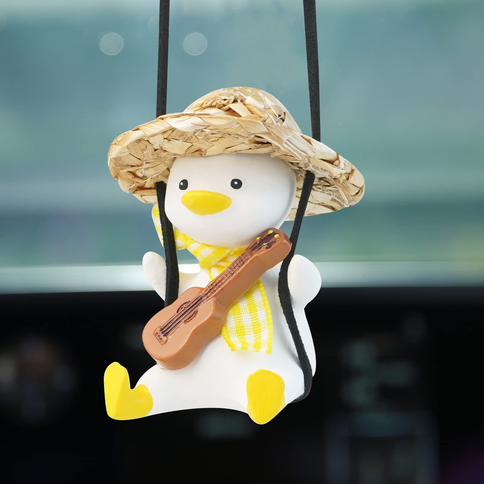 Cool Swinging Duck Car Hanging Ornament, Pendant Interior Rearview Mirror Decoration and Car Rear View Mirrior Hanging Accessories