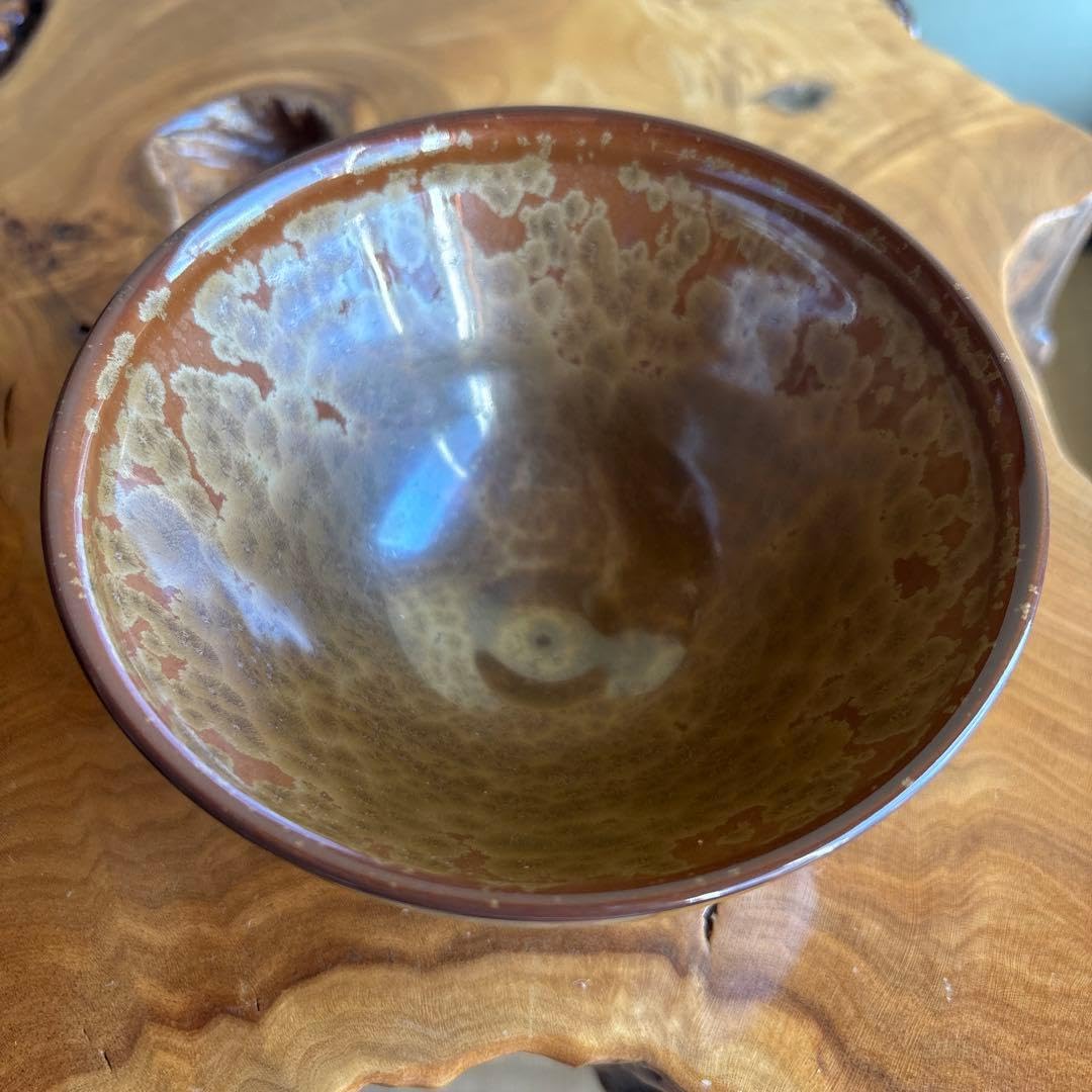 Amazon.co.jp: 泉窯 蔵山作 金結晶 天目茶碗 抹茶碗 茶道具 共箱42