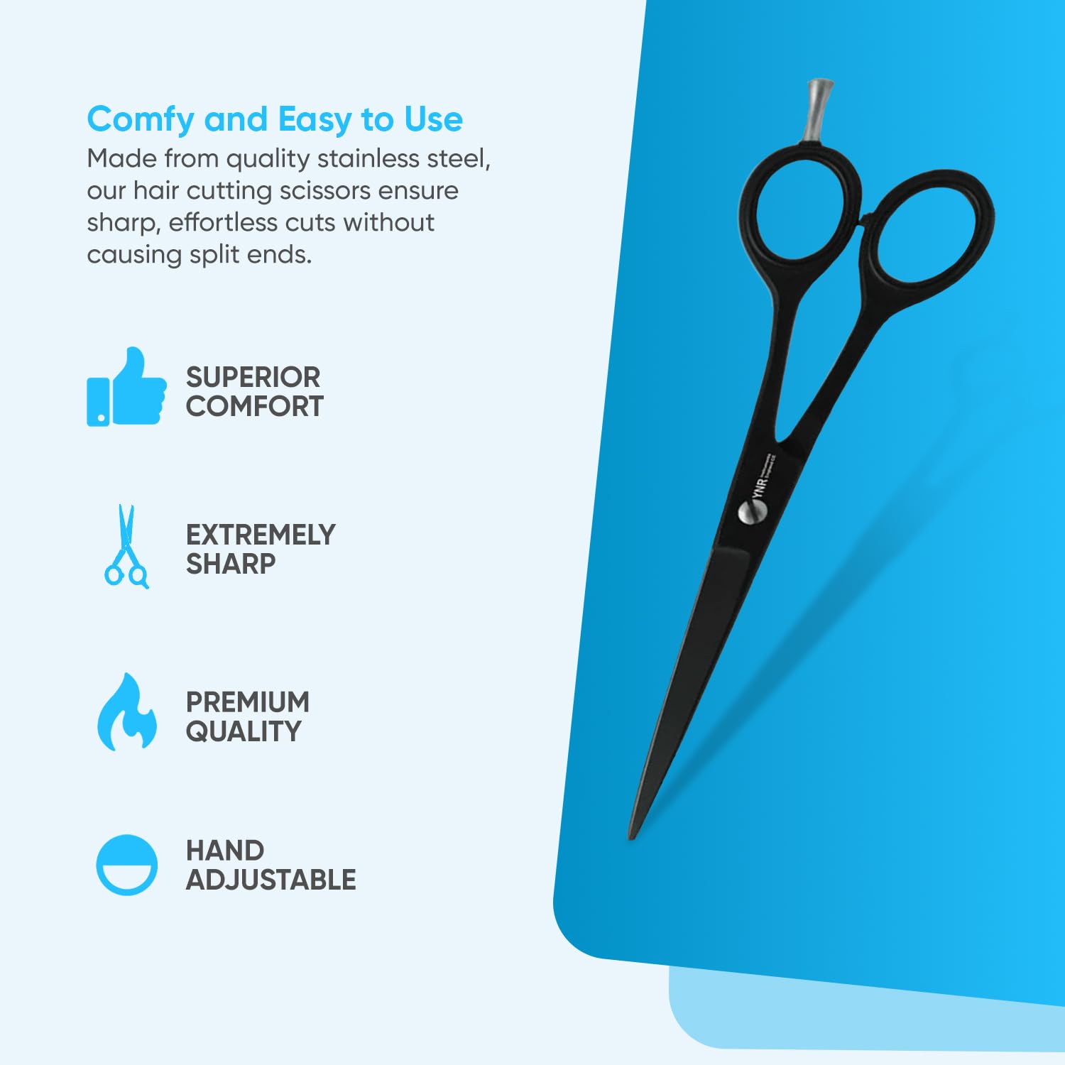 YNR Professional Hair Cutting Scissors – Stainless Steel Trimming Shears for Grooming & Hairdressing, Barber Scissors for Salon, Men, Women, Children & Adults | (5 Inches)