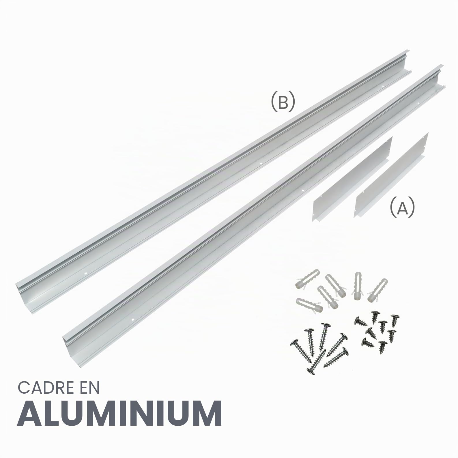 LED ATOMANT Lot de 2 Kit de Pose en Saillie pour Panneau LED Slim 120x30, Aluminium Laqué Blanc, Panneau non inclus