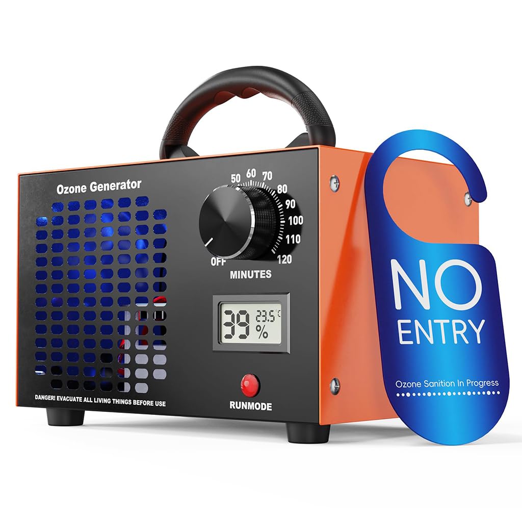 HANNEA® 80W Ozone Generator 60, 000mg/h Ozone Disinfection Machine with LCD Humidity Display, Utility Ozone Generator for Water Treatment, Air Purification, Odor Removal, 220x150x150cm