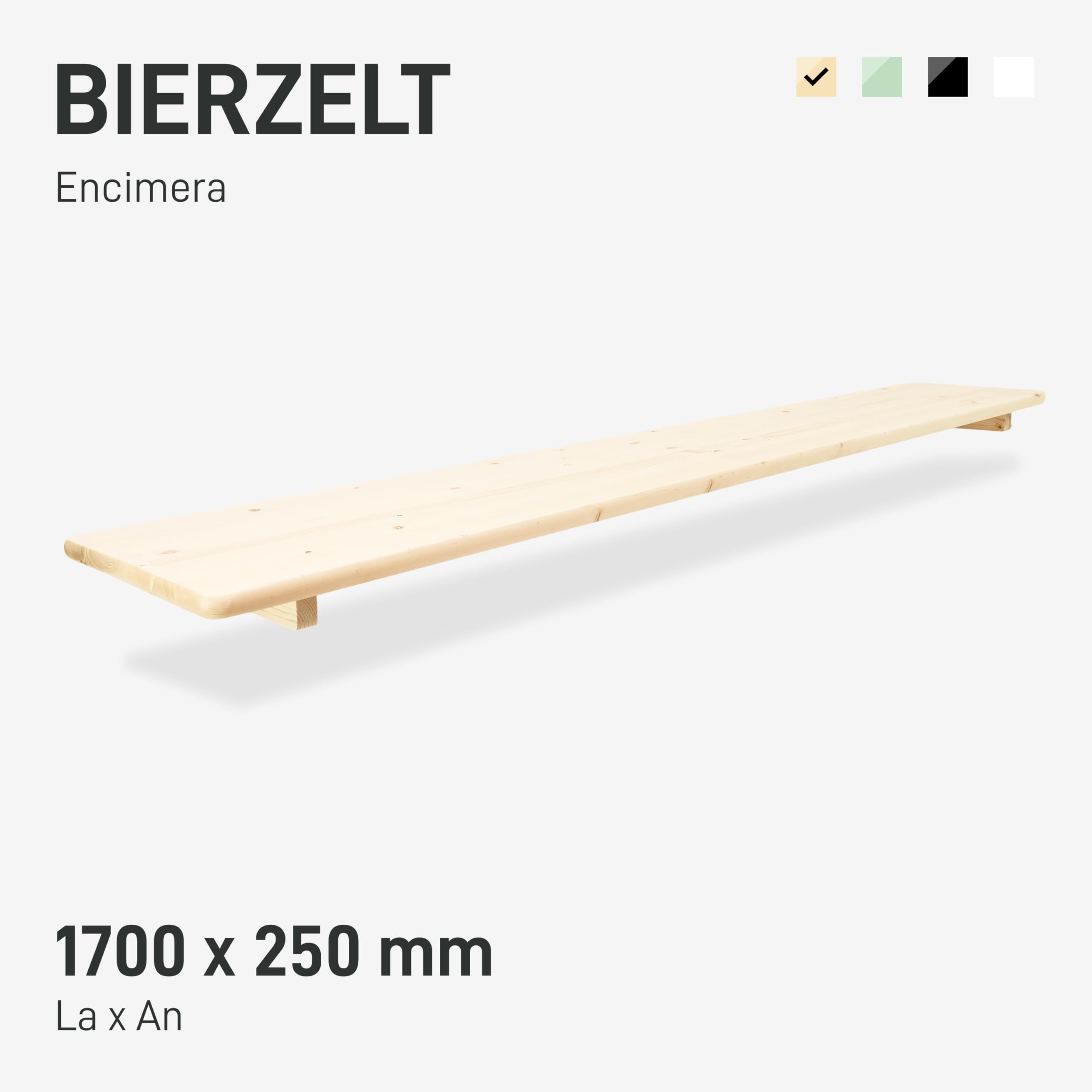 Natural Goods Berlin 1 placa bancaria para muebles de carpa de cerveza, abeto natural, 170 x 25 cm, placa para banco de cerveza de madera de abeto sostenible, tabla de madera para hacer uno mismo