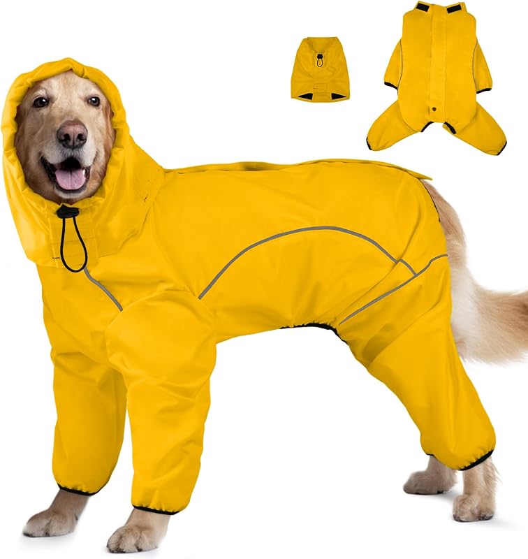Capa de chuva impermeável para cães com capuz removível ADNIKIA Amarela 3XL