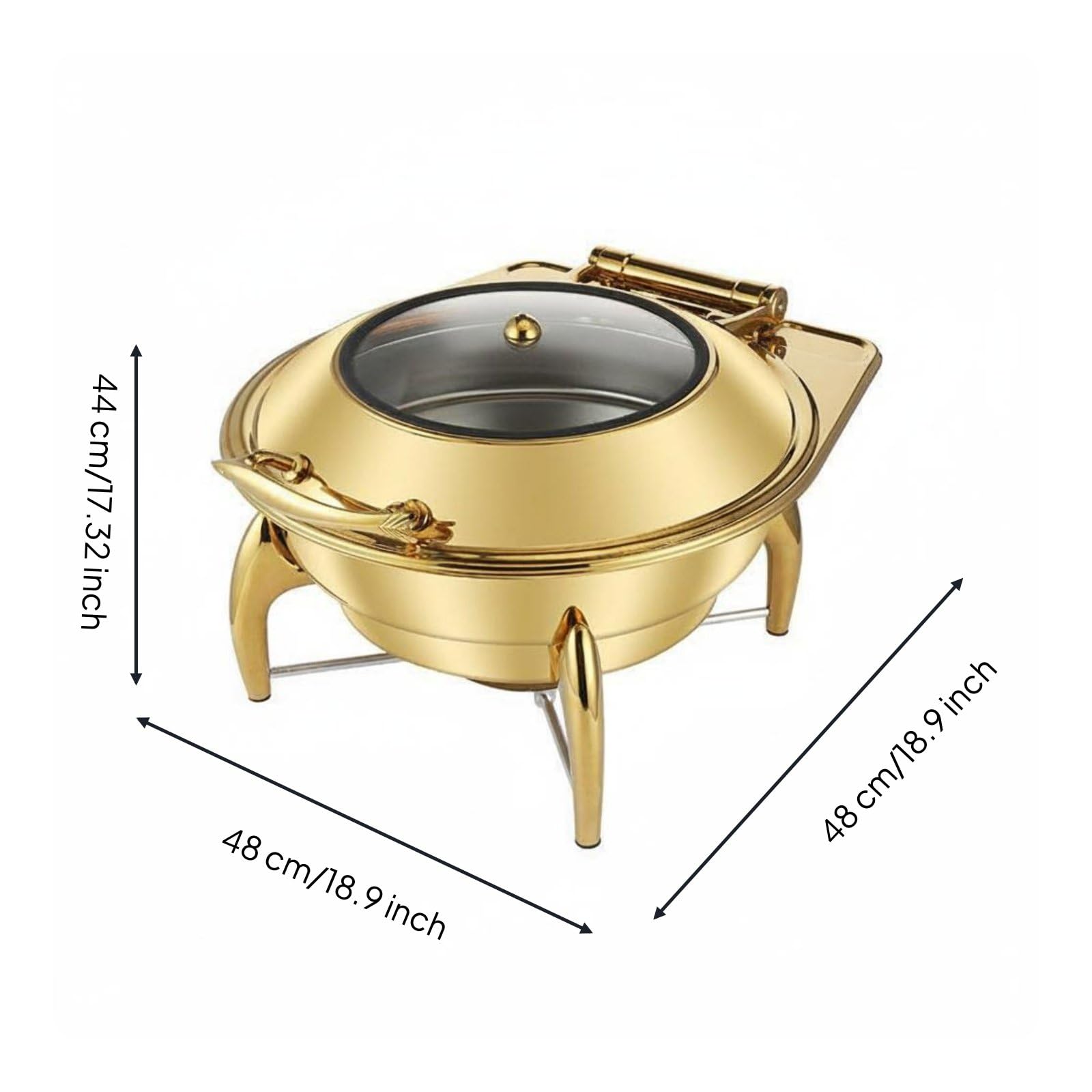 Chafing Dish Uso en Restaurante Baño María Buffet Tapa Transparente Calentador Bufé para Catering, Comedor, Redondo De 6L con Soporte