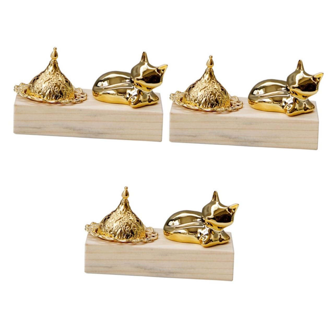 3 Sätze Holz Metall Räuchergefäß Aromatherapie Censer für Zuhause Büro Meditation Orientalisches Design mit Stabiler Bauweise und Feiner Verarbeitung