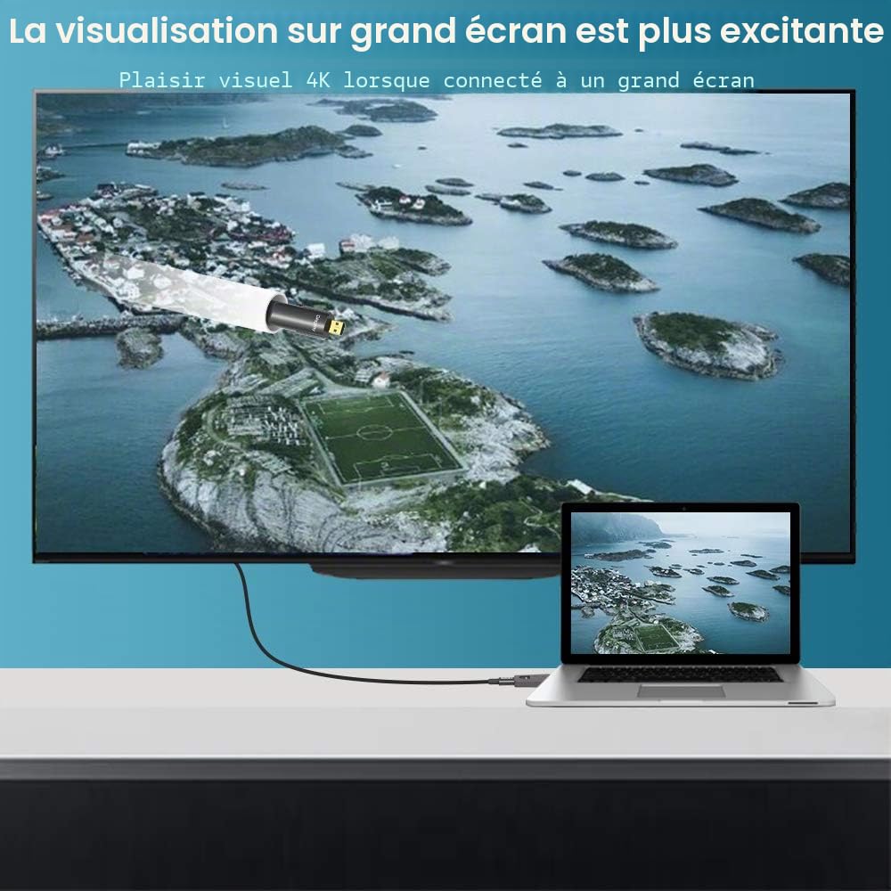 YIWENTEC Câble Fibre HDMI 4 K @ 60 Hz HDCP2.2 4:4 Haute Vitesse 18 Gbps HDR 3D 4K2K HDMI Câble Fibre Optique avec Micro HDMI
