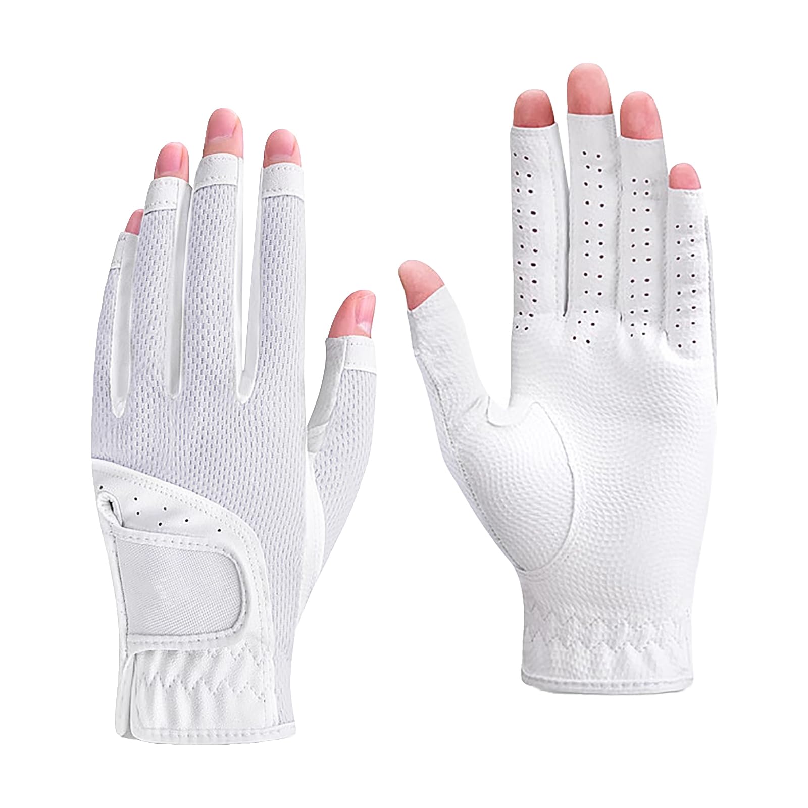 RUIXIA Women's Performance Half Finger Golf Gloves Ladies Breathable Mesh Fingerless Golf Gloves, Non-Slip Grip, Adjustable Wristband for Comfortable Summer Golfing