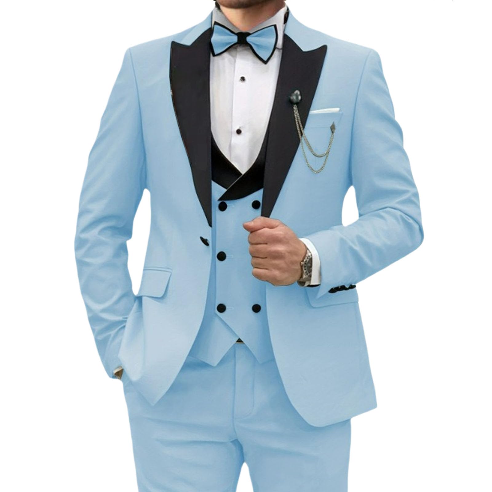 Traje de 3 Piezas para Hombre, Elegante, Ajustado, con Solapa de Pico, un botón, Formal, para Negocios, Boda, Fiesta, Chaqueta, Chaleco, pantalón, Conjunto Traje