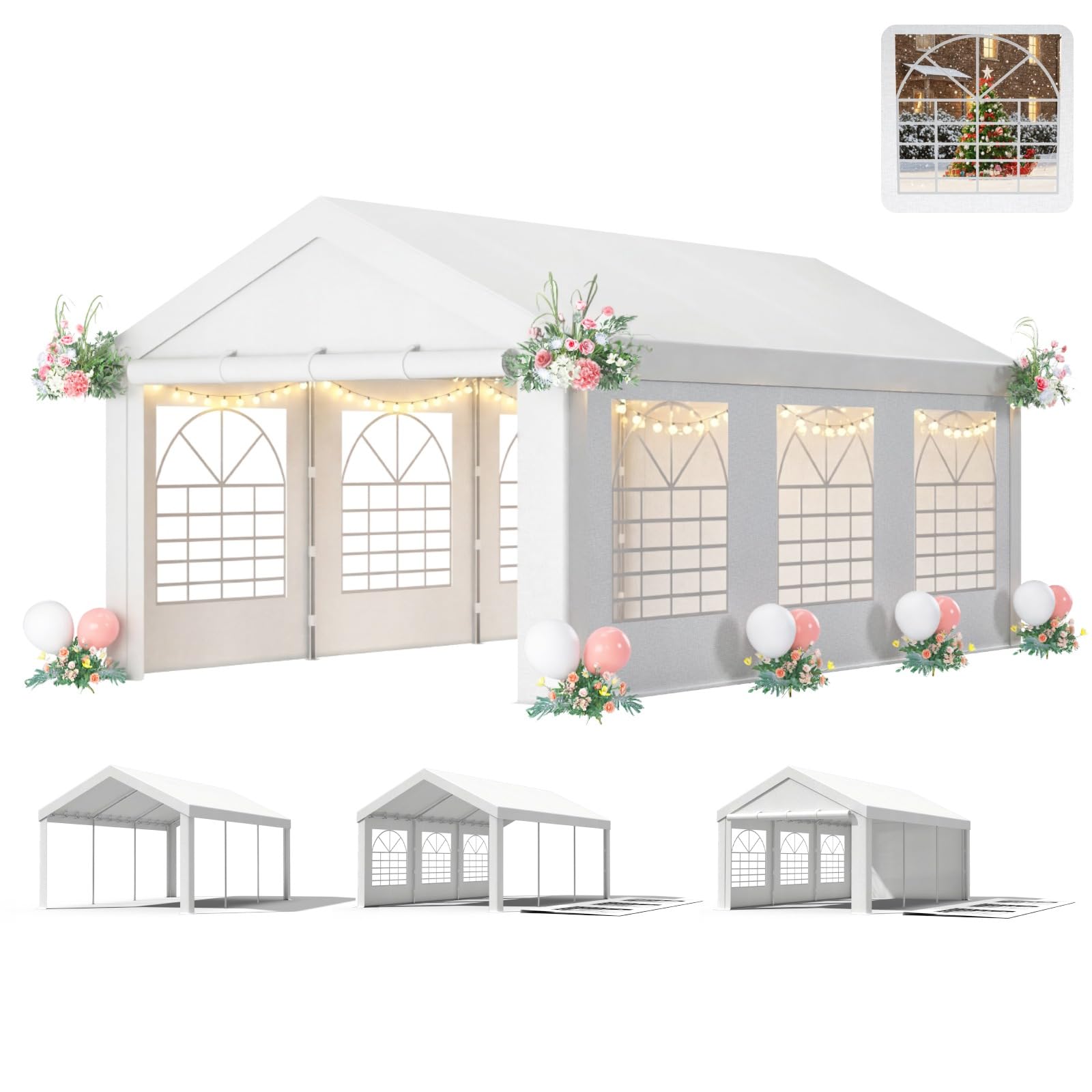 TRIUMPHKEY Tente de Reception 3x6,Barnum UV 50+,Tonnelle de Jardin Exterieur,Tonelle Tente pour Les Mariages, Les fêtes, Les rassemblements Blanc Construction en Acier galvanisé avec raccordement