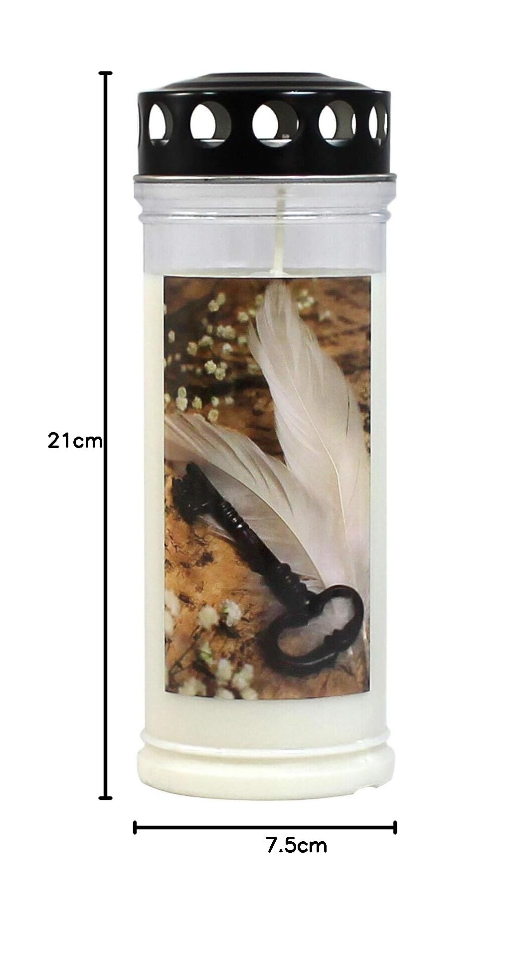 Gedenkkerzen Grablicht mit Motiv Schlüssel 6 Stück ca. (Ø x H) 75 x 210 mm