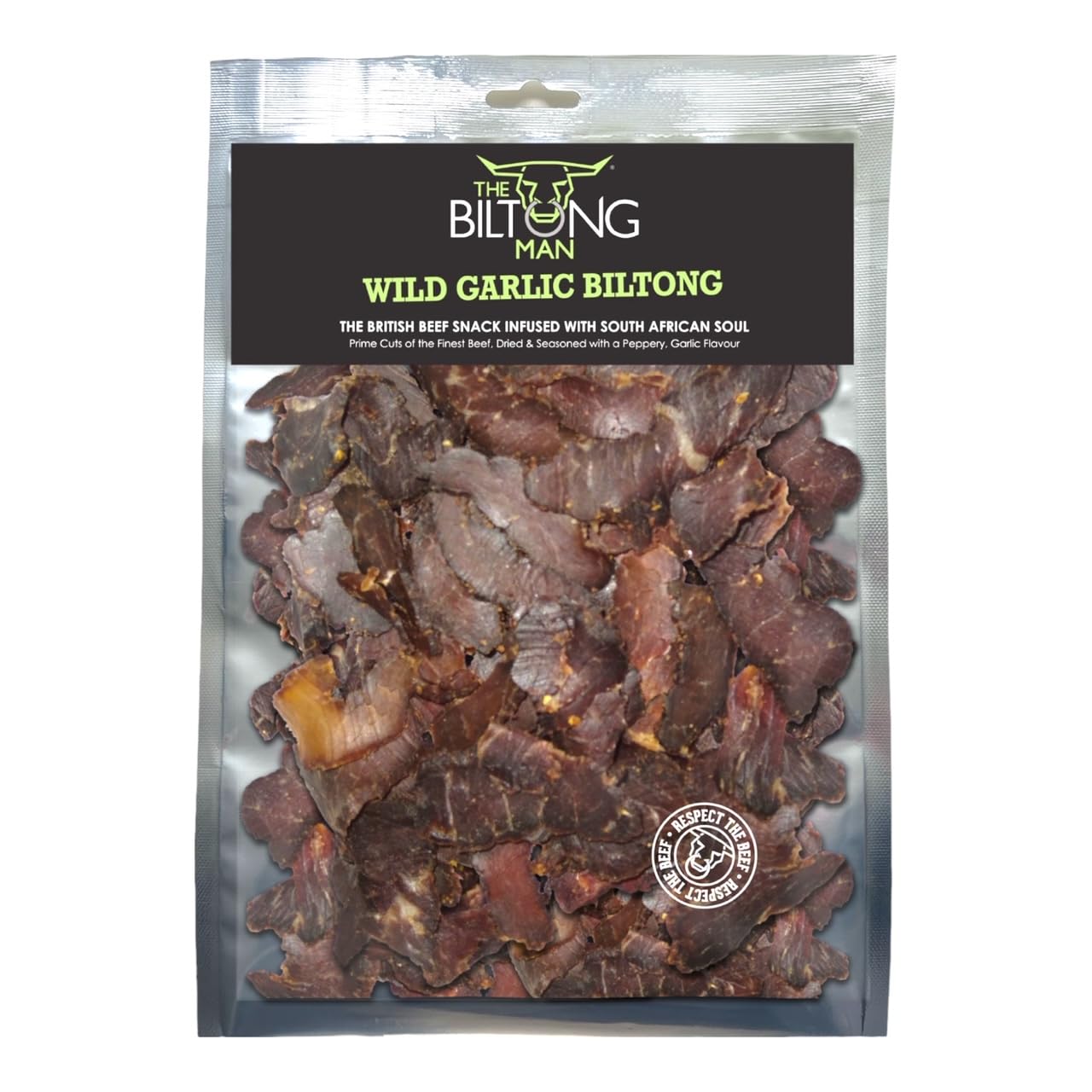 The Biltong Man - Wild Garlic - High-Protein Lean Beef Biltong Snack, 200g