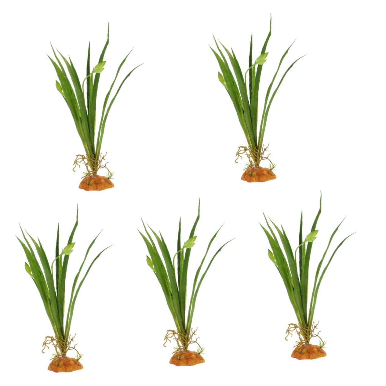 HANABASS 5stücke Pflanzen Dekoration Mit Basis Künstliche Terrarium Pflanzen Für Reptilien Und Aquarien Lebensecht Aussehend Langlebig Und Für Bartagame Und Eidechsen