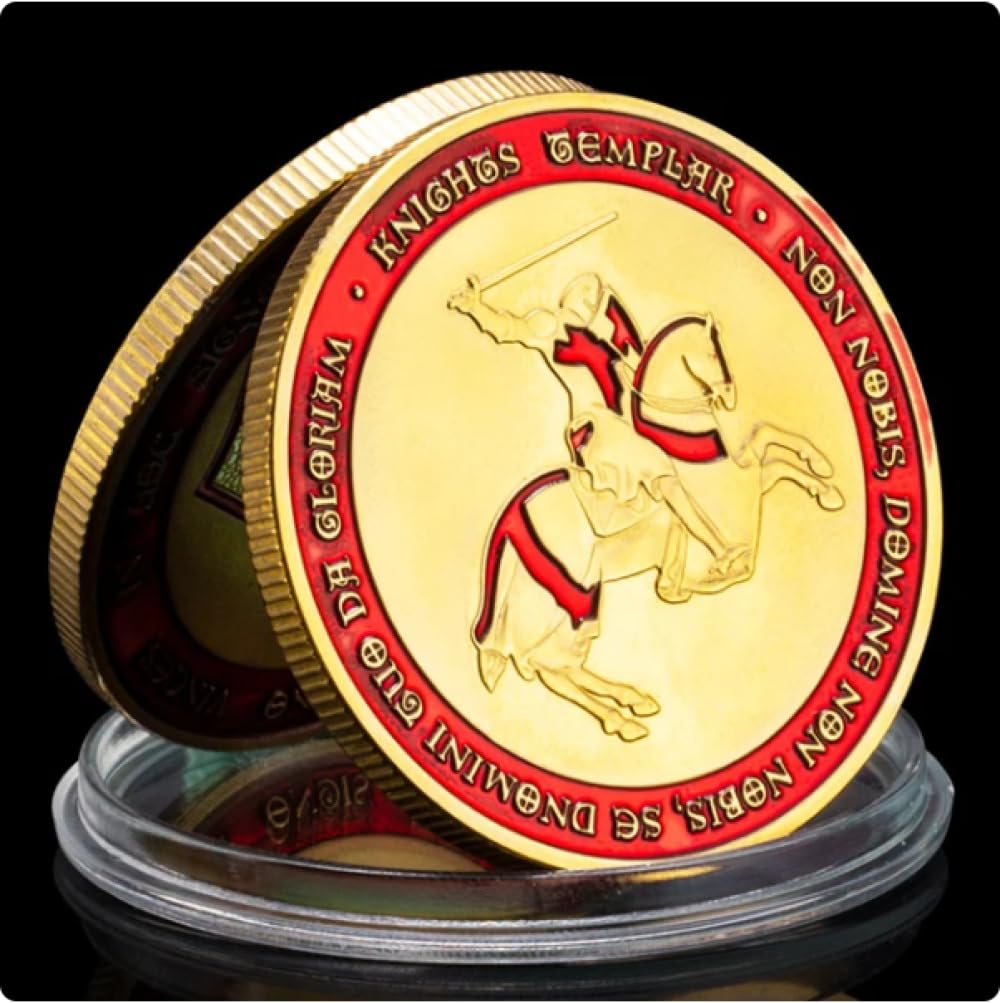 MURABE Commemorative Coin Knight Templar Souvenir Gold Plated Coin Sed Nomini Tuo Da Gloriam Teutonic Knight Commemorative Coin