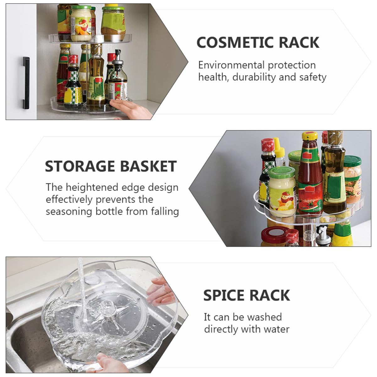 PRETYZOOM Estante Giratorio Para Especias Organizador De Cocina Almacenamiento De Joyas Cesta De Almacenamiento Capacidad Grande Diseño
