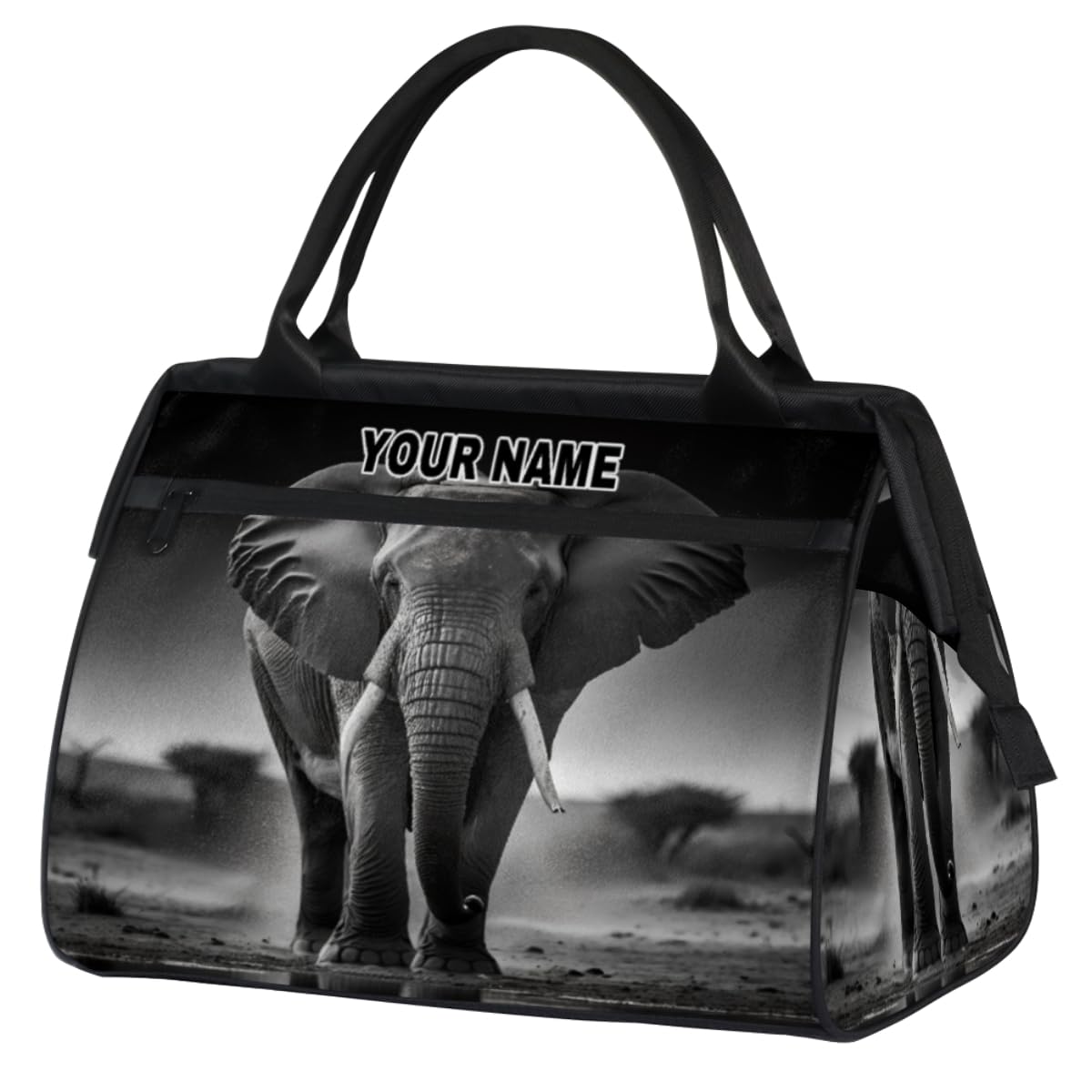 Personalized Custom Duffel Bags for Women Men, Personalized Customized Travel Duffel Bag, Waterproof Sports Gym Bag Weekender Overnight Bag Carry On Tote Bag, Art Animal Elephant
