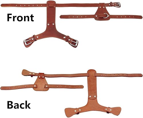 Miniatura 3 de YUEHAN Arnés para perro de cuero genuino marrón 16-30 pulgadas pecho correas ajustables para caminar entrenamiento perros medianos grandes Pitbull