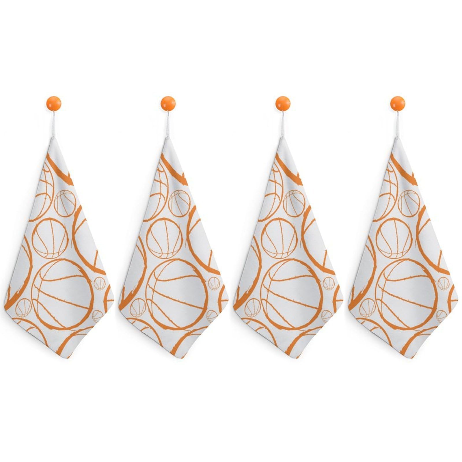 LEDFCVSU 4 Piece Hanging Hand Towels, Basketball Sports Pattern Small Dry Hand Towel for Kitchen Bathroom