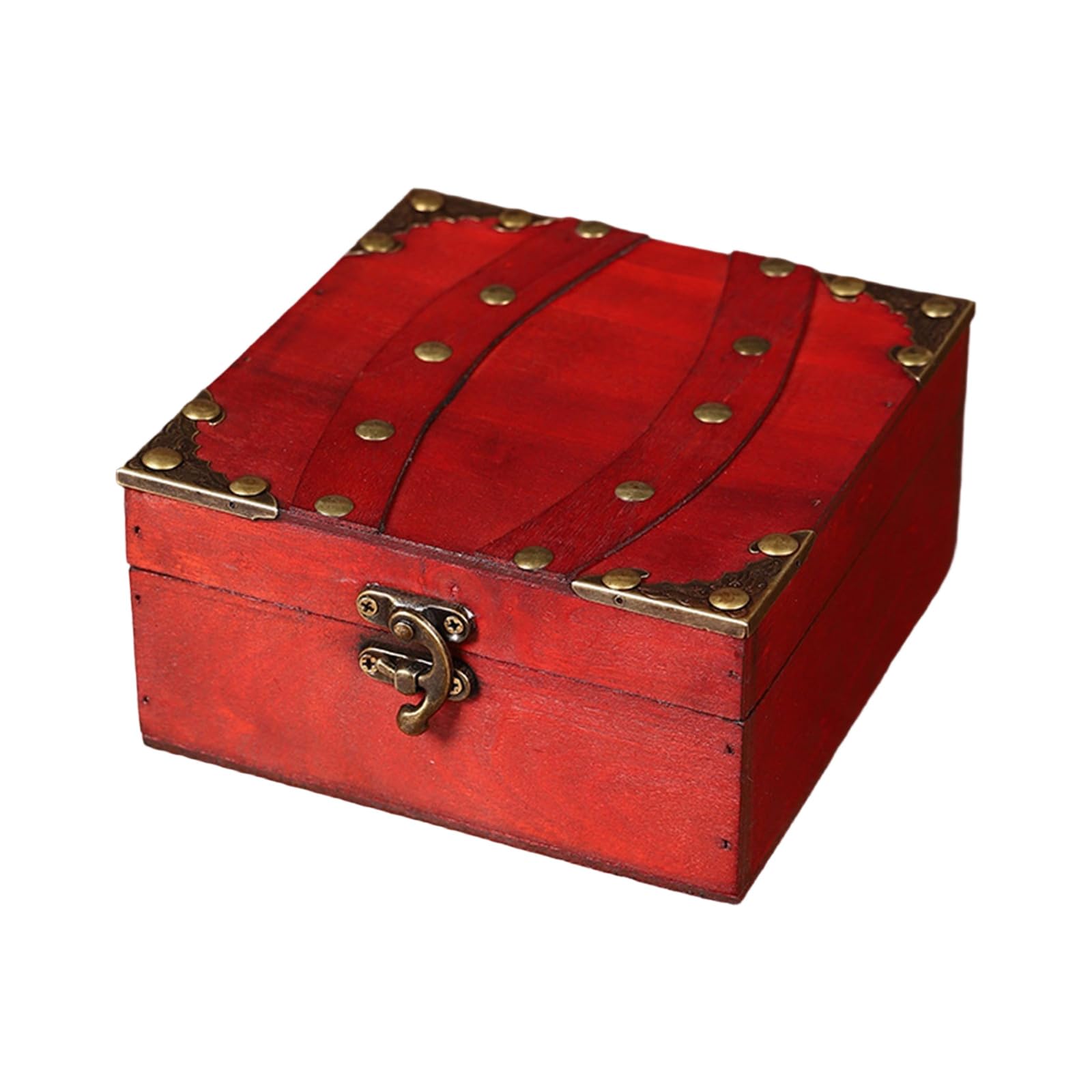 NVOQILIN European Wood Storage Box Featuring Clasp for Valuables and Decor Enhancement European Styles Wood Jewelry Box Including Metal Clasp
