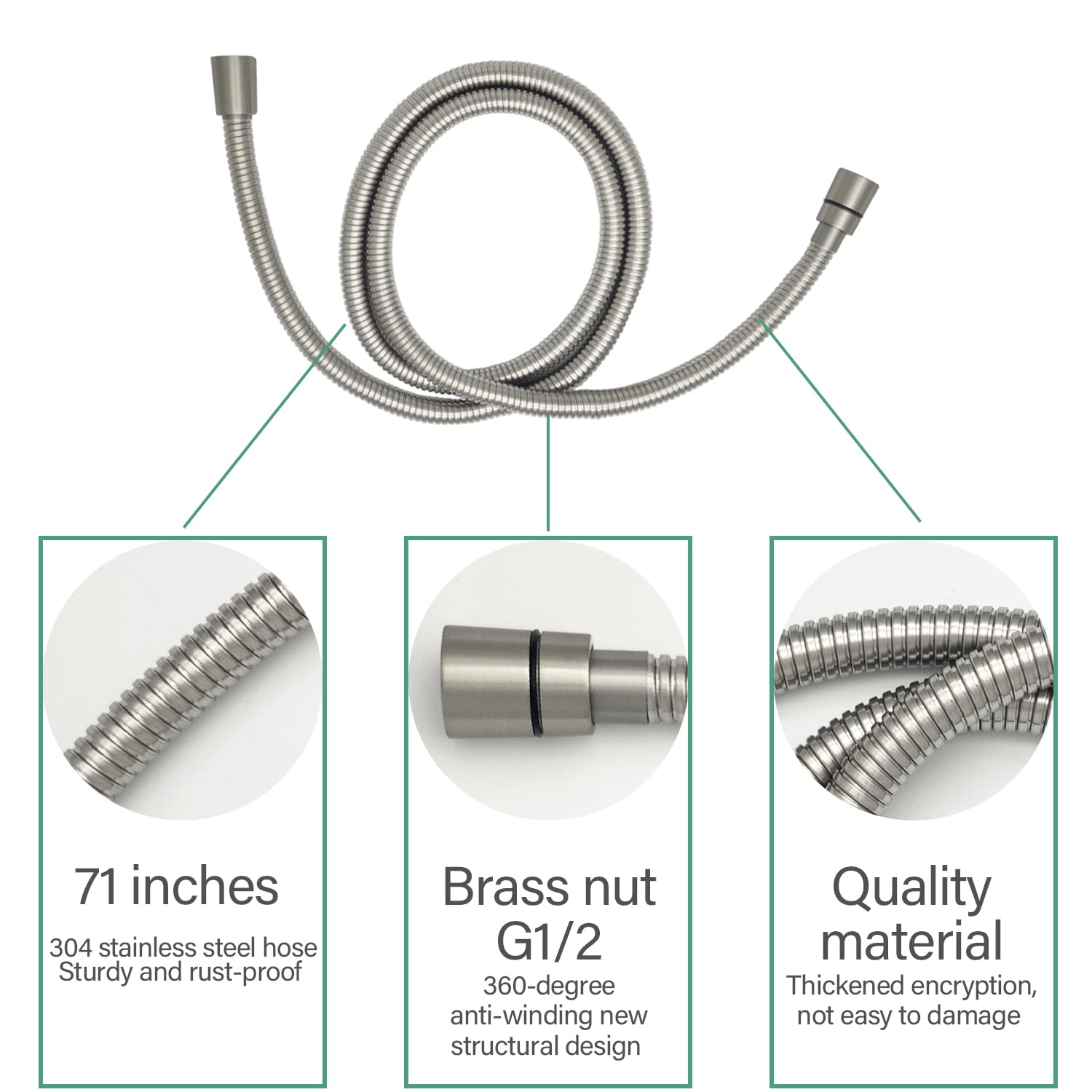 RV - Kit de ducha desmontable de conexión rápida para exteriores, grifo de ducha de metal y cabezal de ducha con interruptor de encendido/apagado, manguera de 71 pulgadas, soporte de succión, para