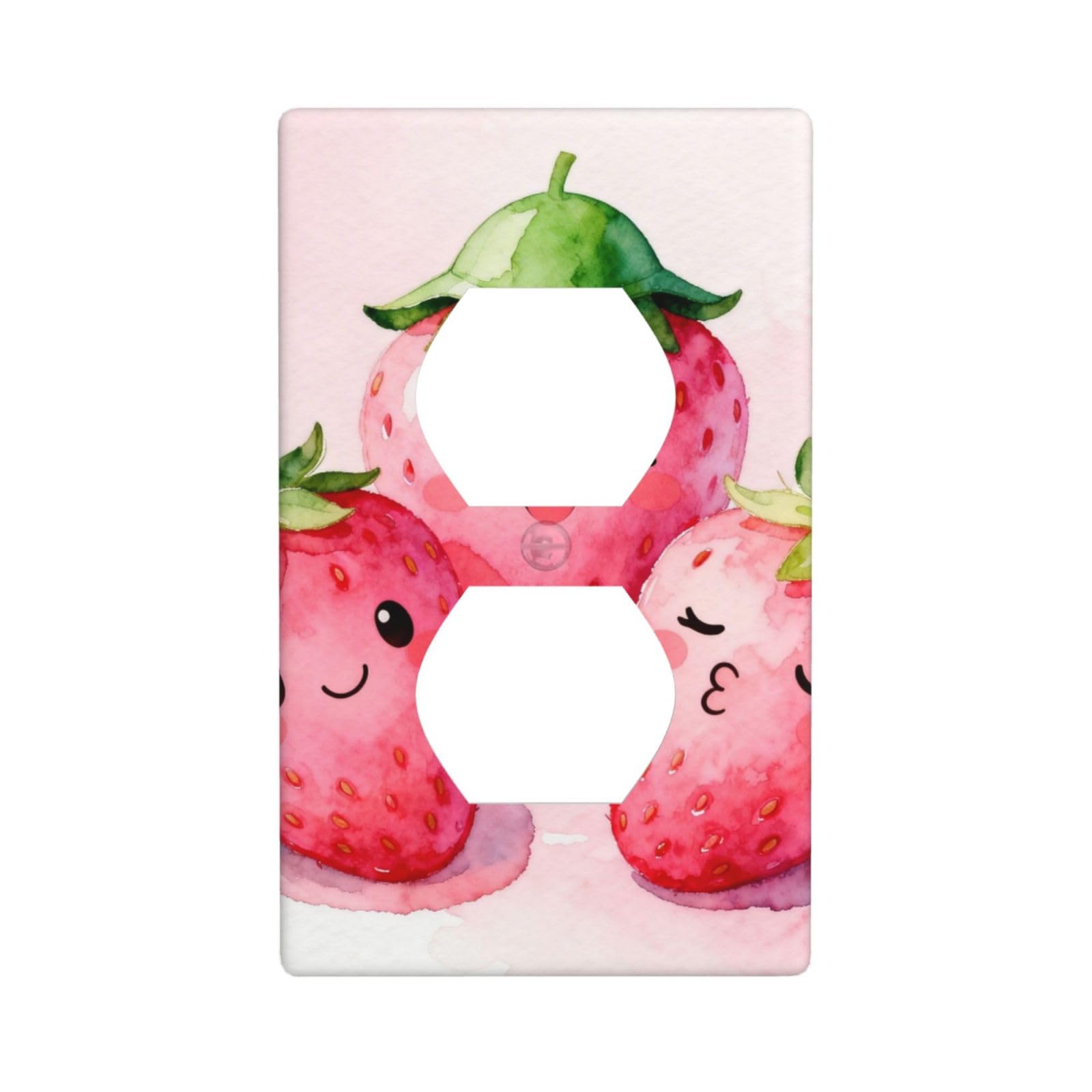 Smiling Strawberry Decorative Switch Plate Cover-Unbreakable Polycarbonate Wall Plate for Home Office, 1 Gang with Screws