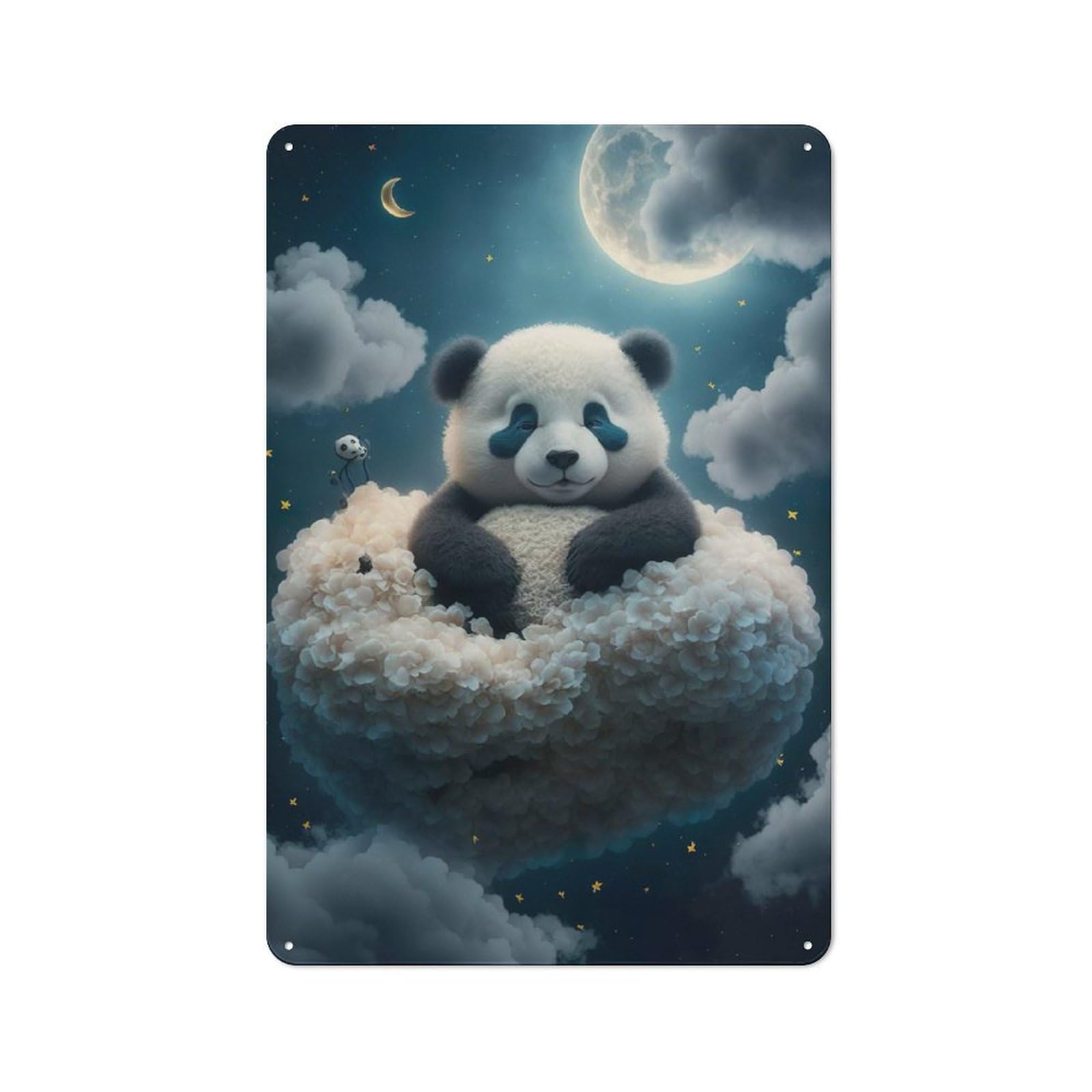 Junmoney Dreaming Panda Industrial Metal Sign 30X20cm, Clean Industrial Loft Wall Plaque For Modern Home, Workshop, Office Or Cafe