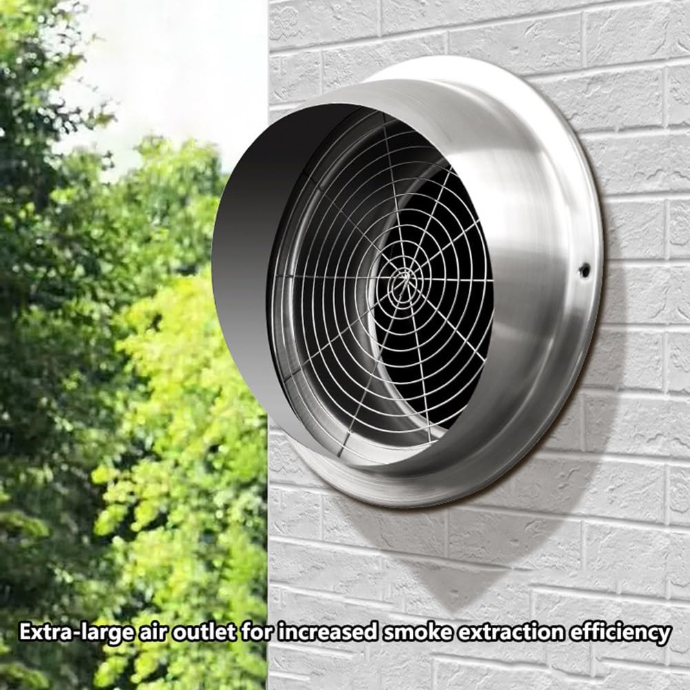 Rejilla de Ventilación Exterior, 150/160/180/200 mm, Acero Inoxidable, Redonda, Campana de Ventilación, Malla Metálica, Campana Extractora, Conducto de Ventilación de Climatización(180mm/7inch)